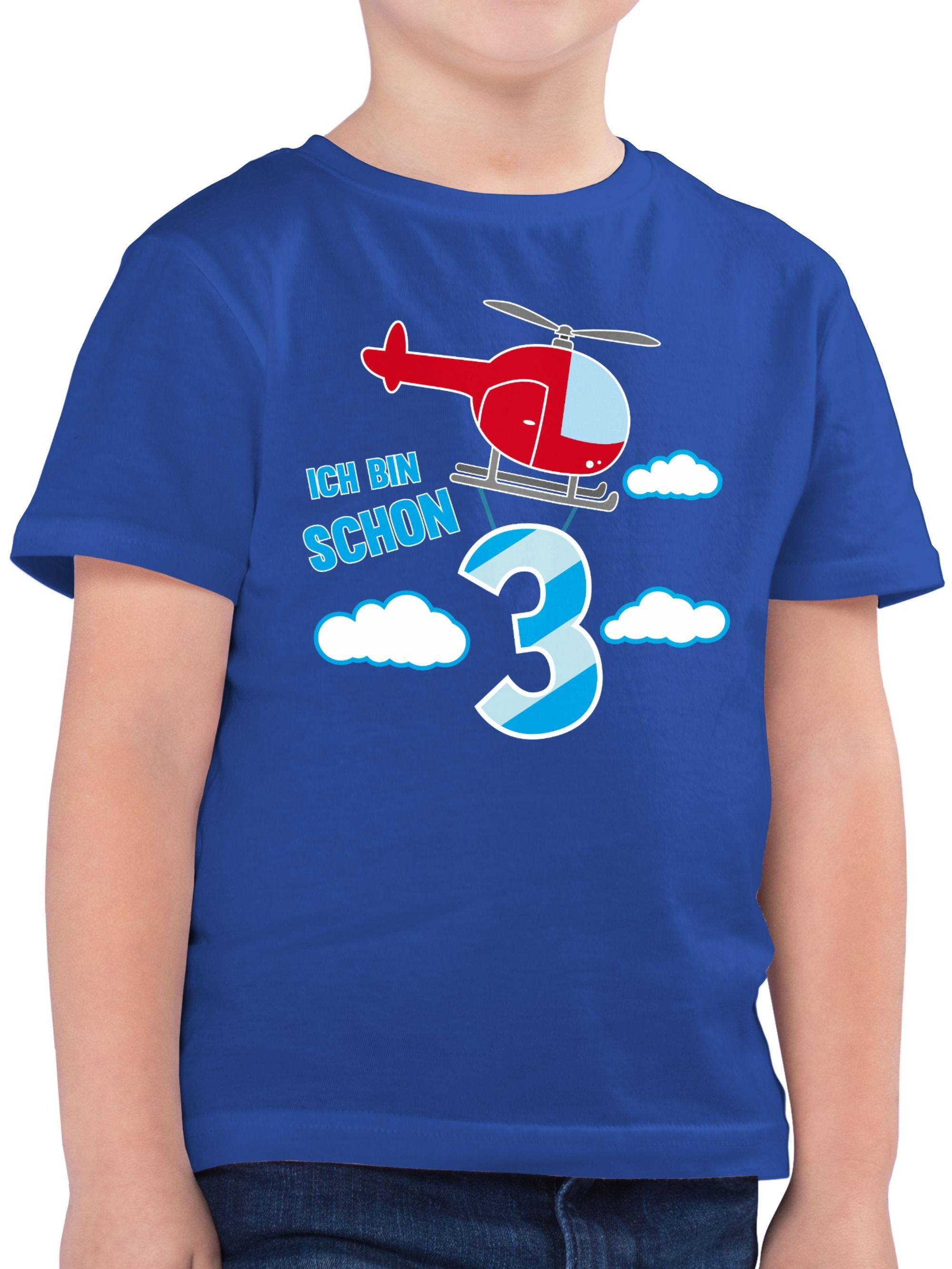 Shirtracer T-Shirt Ich bin schon drei Hubschrauber 3. Geburtstag 1 Royalblau