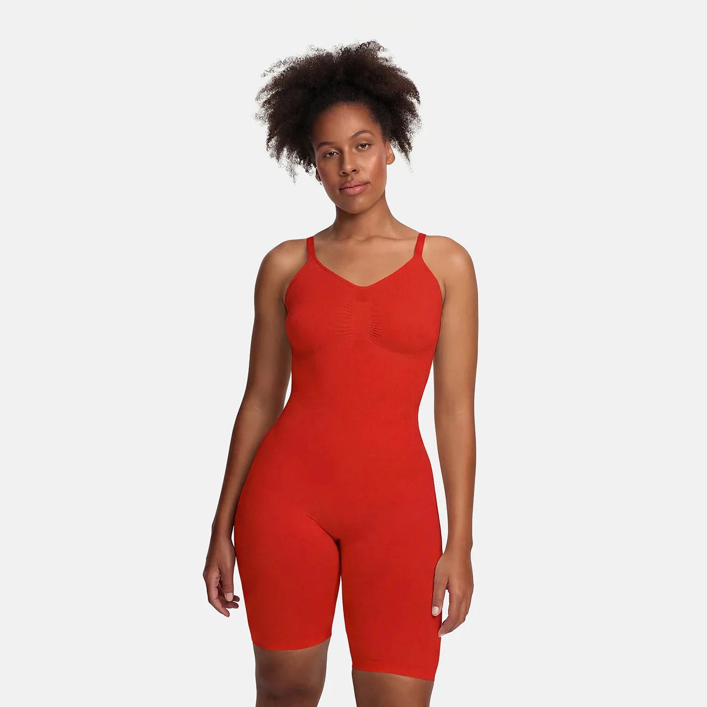 cfab (creamy fabrics) Miederbody Bodysuit Sculpting Shapewear mit Shorts-Fire Red-L (1-tlg) Figurformend
