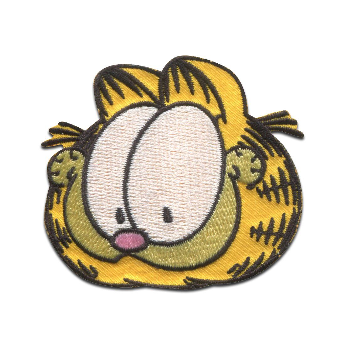 Garfield Aufnäher Bügelbild, Aufbügler, Applikationen, Patches, Flicken, zum aufbügeln, Polyester, Garfield © Kopf Comic Katze gestickt - Größe: 5,4 x 5,9 cm