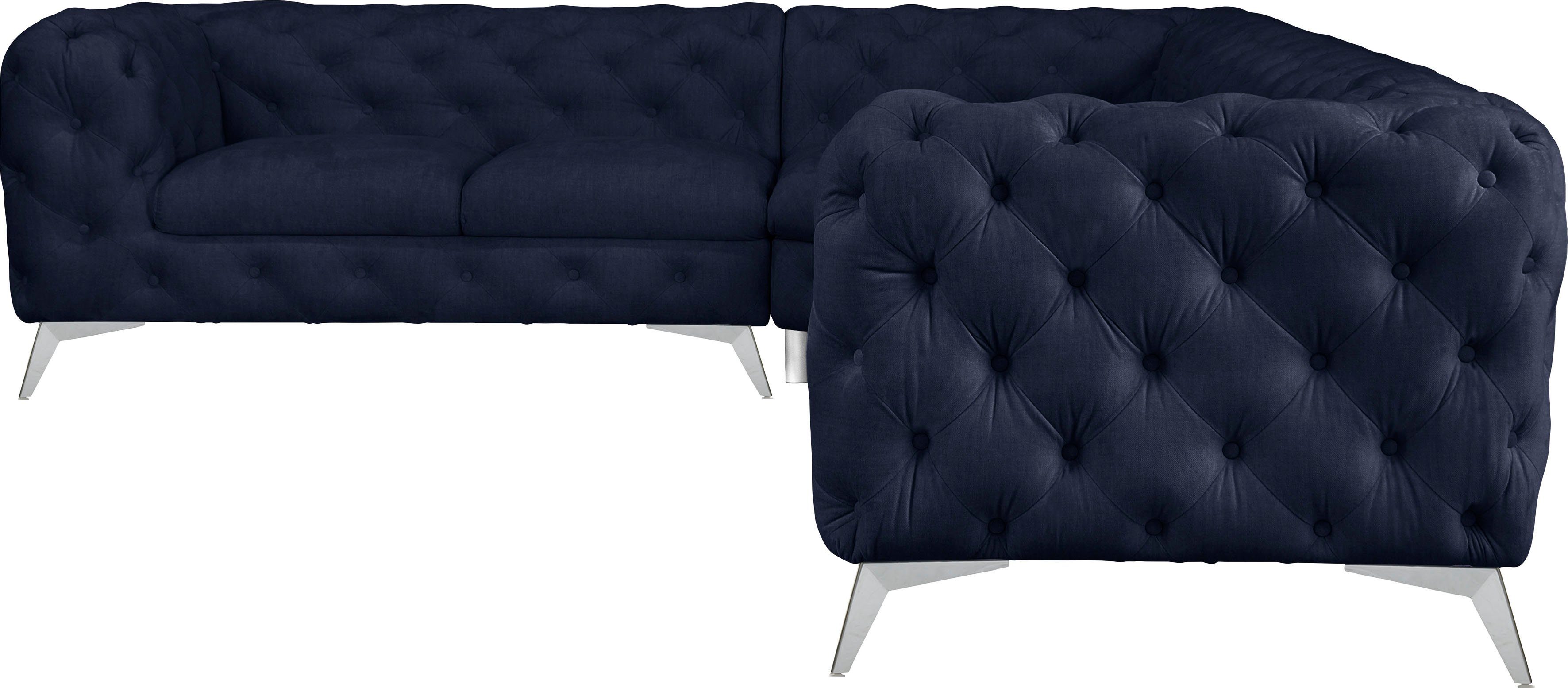 Leonique Chesterfield-Sofa "Ecksofa GLYNIS L-Form mit Wellenunterfederung, günstig online kaufen