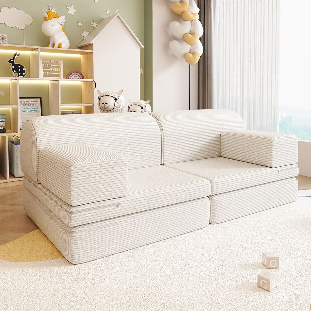 HOME DELUXE Kindersofa Spielsofa LIV - 140 x 70 x 53 cm, Unendliche Kombinationsmöglichkeiten, Modulares Spielsofa, Platzsparend, Cord Sofa, Kindgerechtes Sofa