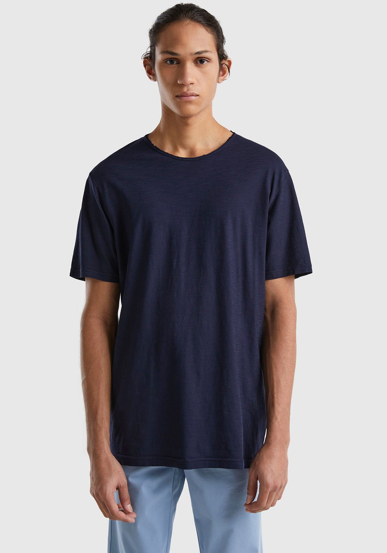 United Colors of Benetton T-Shirt in gerader Basic-Form blau