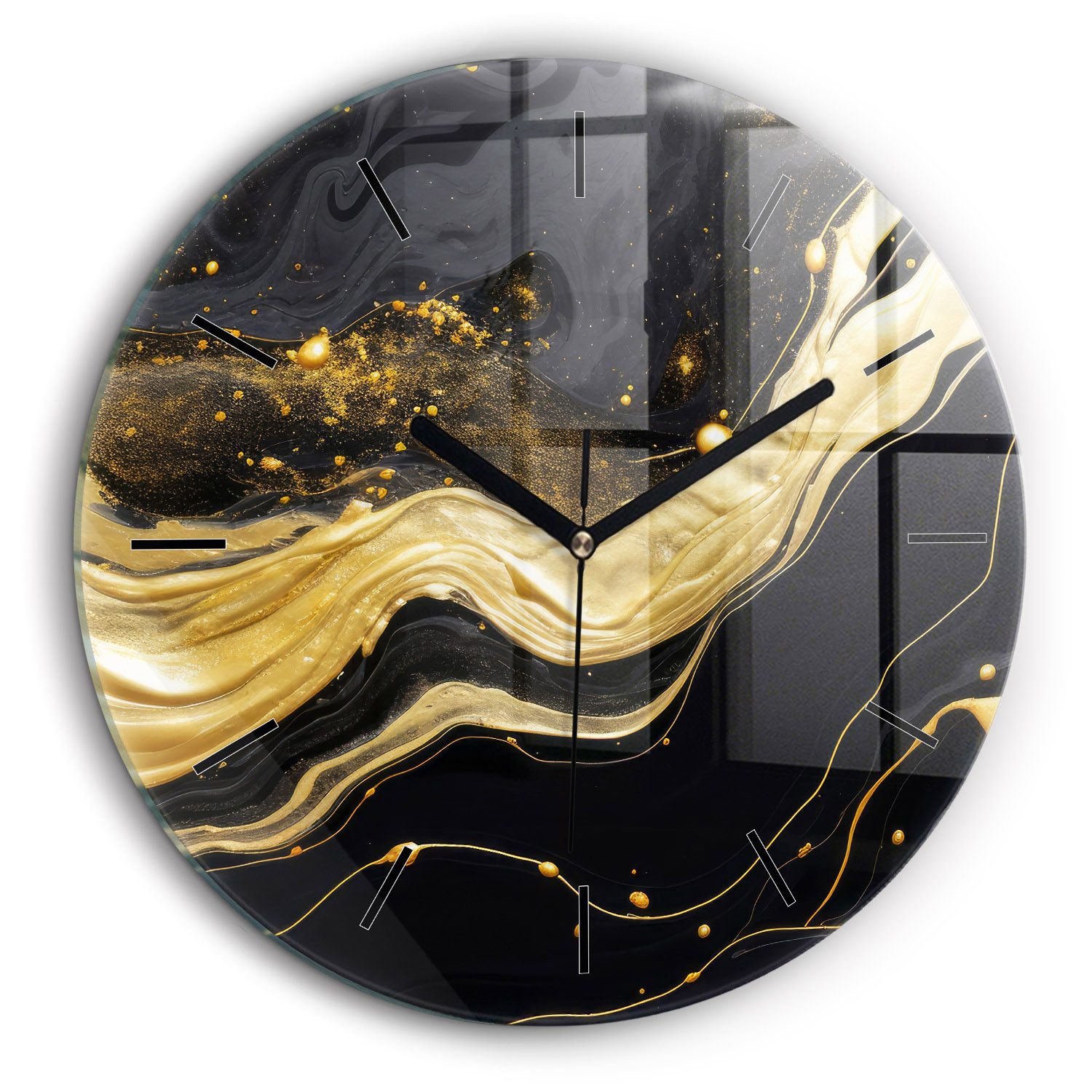 Tulup Wanduhr Moderne Glasuhr Goldene Marmor-Uhr aus Gehärtetem Glas Elegante Uhr