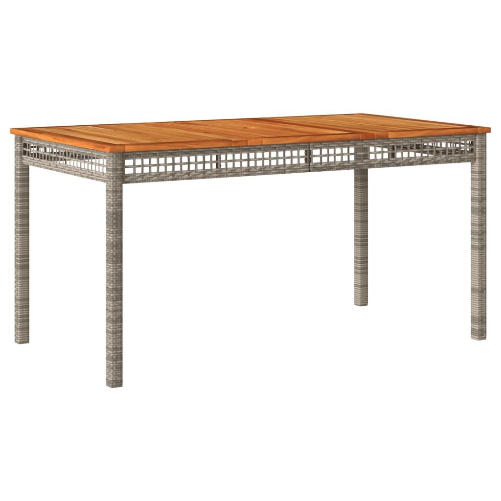 vidaXL Gartentisch 140 x 80 x 75 cm Gartentisch Grau 140x80x75 cm Polyrattan Akazienholz