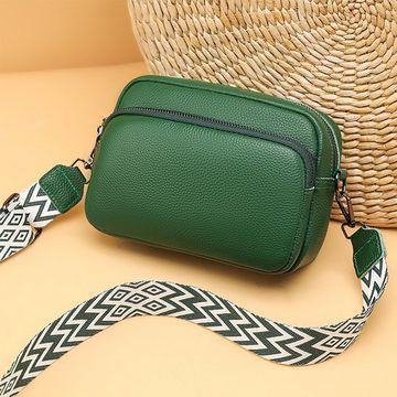 NUODWELL Umhängetasche Umhängetasche Damen, Leder Crossbody Bag mit Breiter Gurt 3 fächern