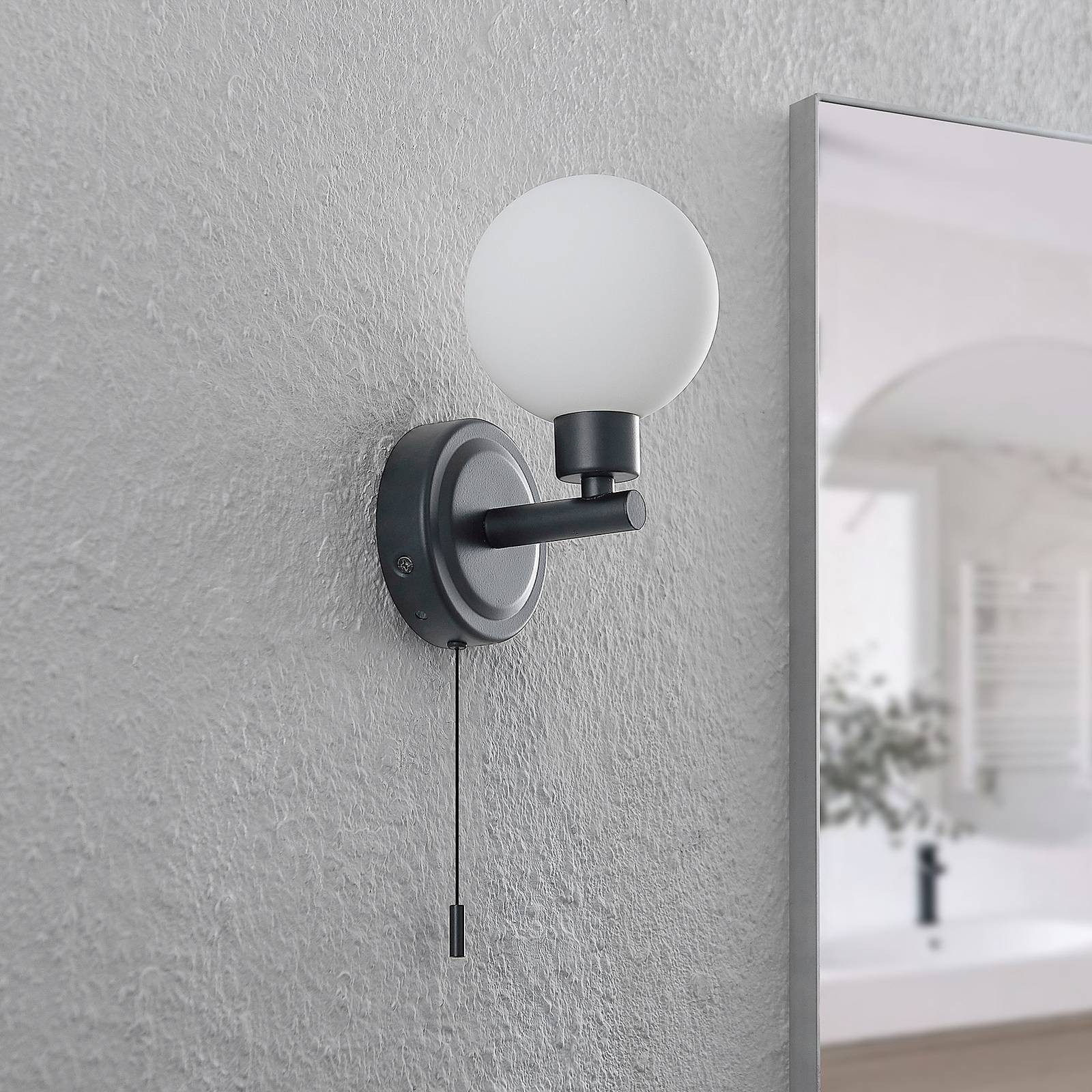 Lindby Wandleuchte Zaniba, Metall, Schwarz IP44, 1 x 8 W LED
