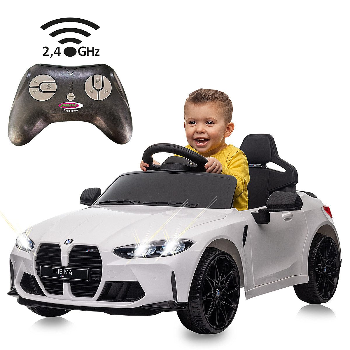 Jamara Elektro-Kinderauto Ride-on BMW M4 schwarz, 2,4GHz, Li-Power 12.6, Belastbarkeit 30 kg, mit Licht und Sound
