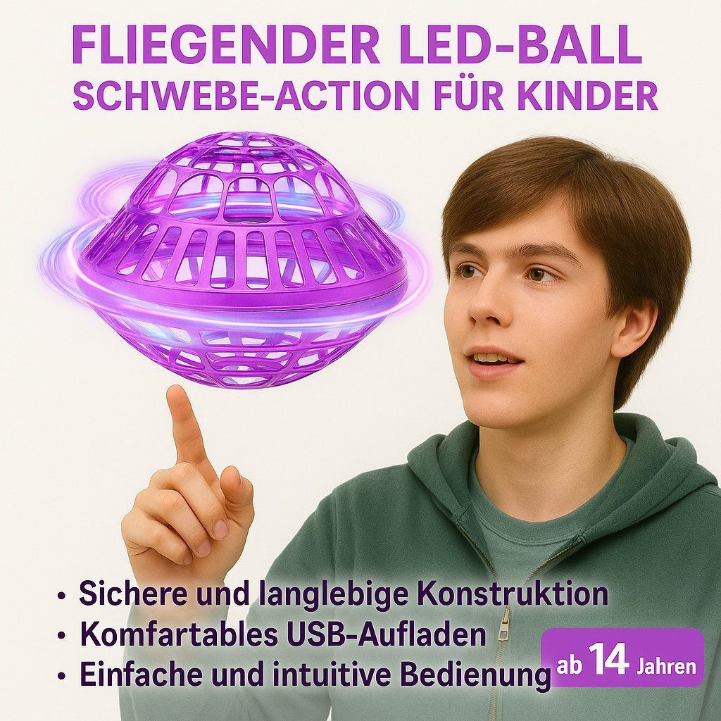 Goldstern-Tech Spielball (interaktiver Flugball mit Gegensteuerung, USB-Akku & Fernbedienung), LED-Hoverball, Fliegender Ball mit Lichteffekten