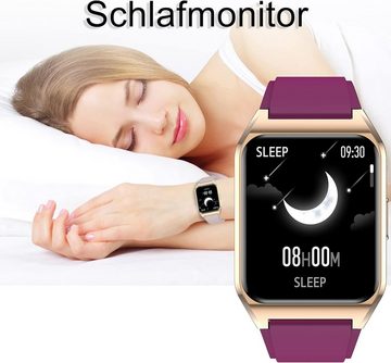 findtime Smartwatch (1,69 Zoll, Android, iOS), mit Telefonieren, mit Blutdruckmessung Kalorie Musik Schrittzähler