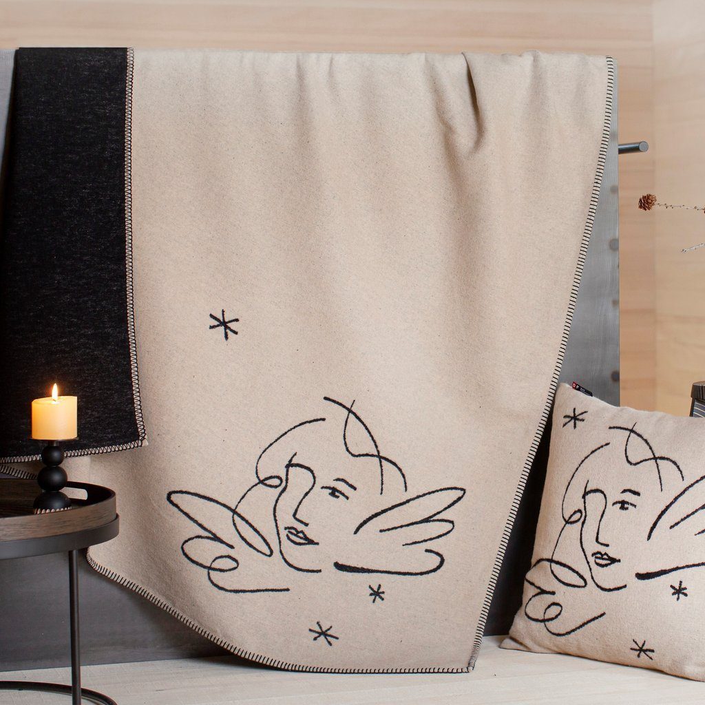 Wohndecke Sylt 'Engel linear' 140 x 200 cm Natur