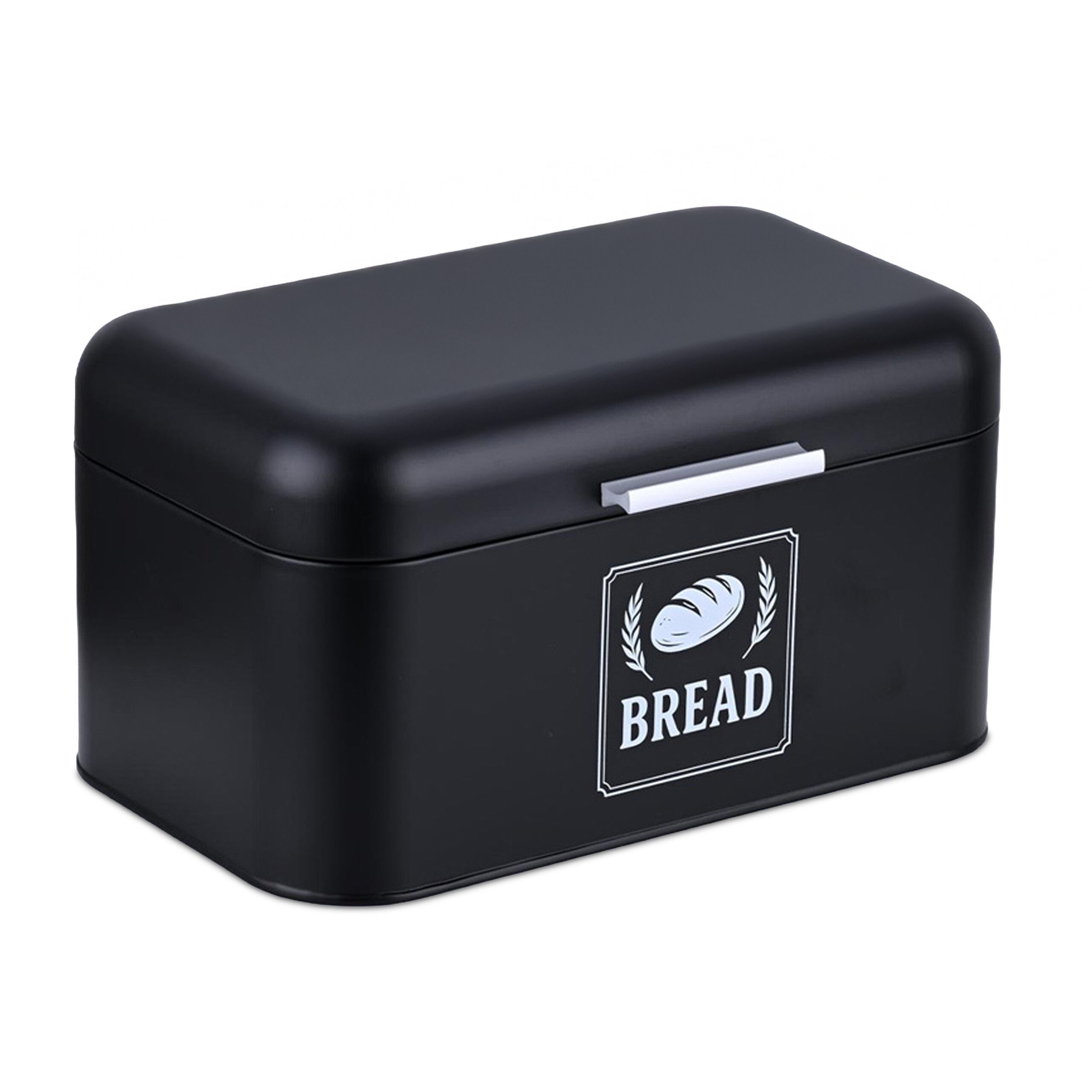 relaxdays Brotkasten Retro Brotkasten mit Deckel & Griff, Eisen, (1-tlg), schwarz, L