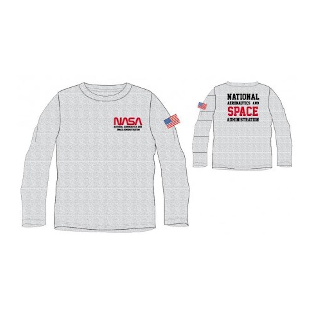 NASA T-Shirt NASA Langarm-T-Shirt für Jungen, Grau & Schwarz, Größen 134–164