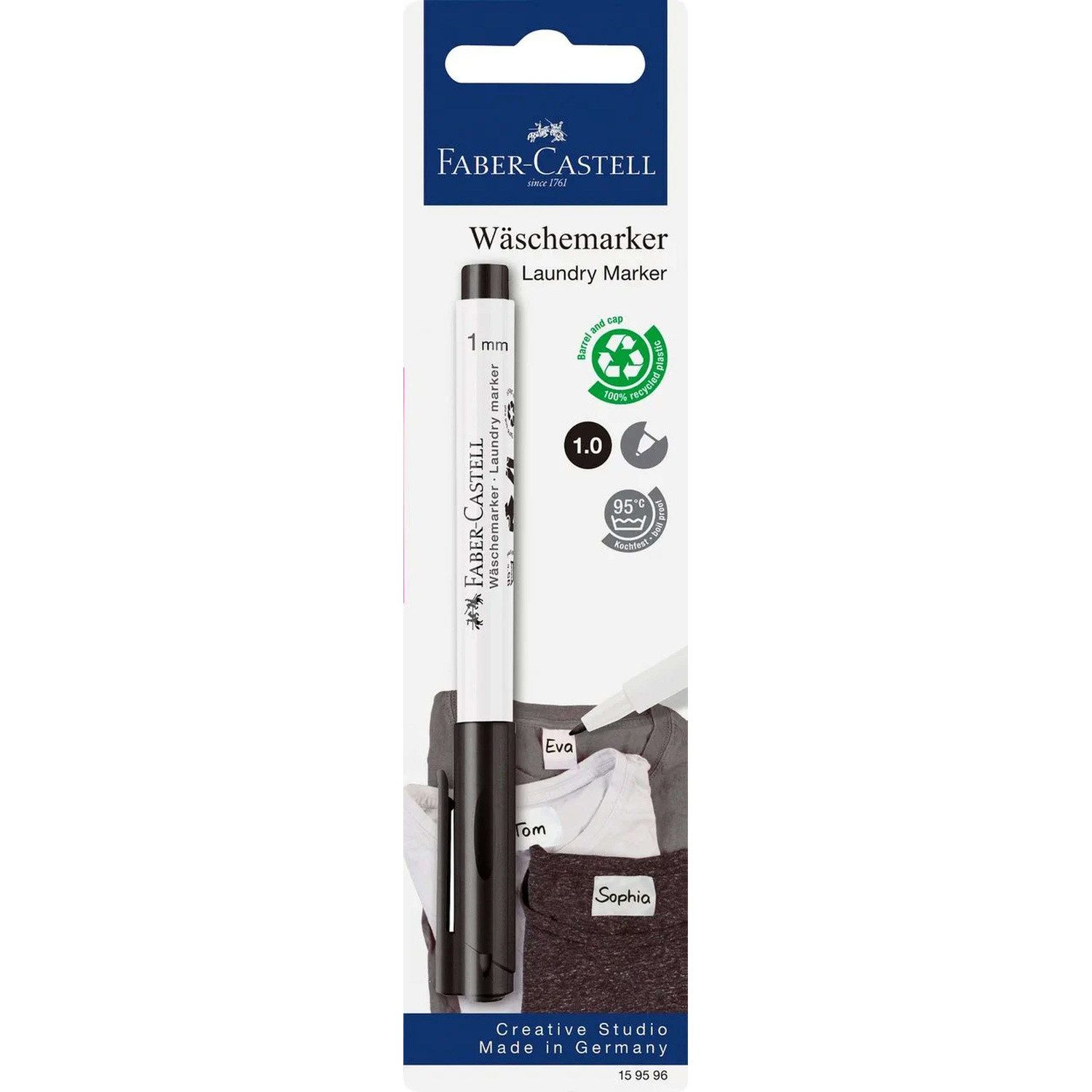 Faber-Castell Textilmarker Wäschemarker Rundspitze schwarz permanent für Textilien