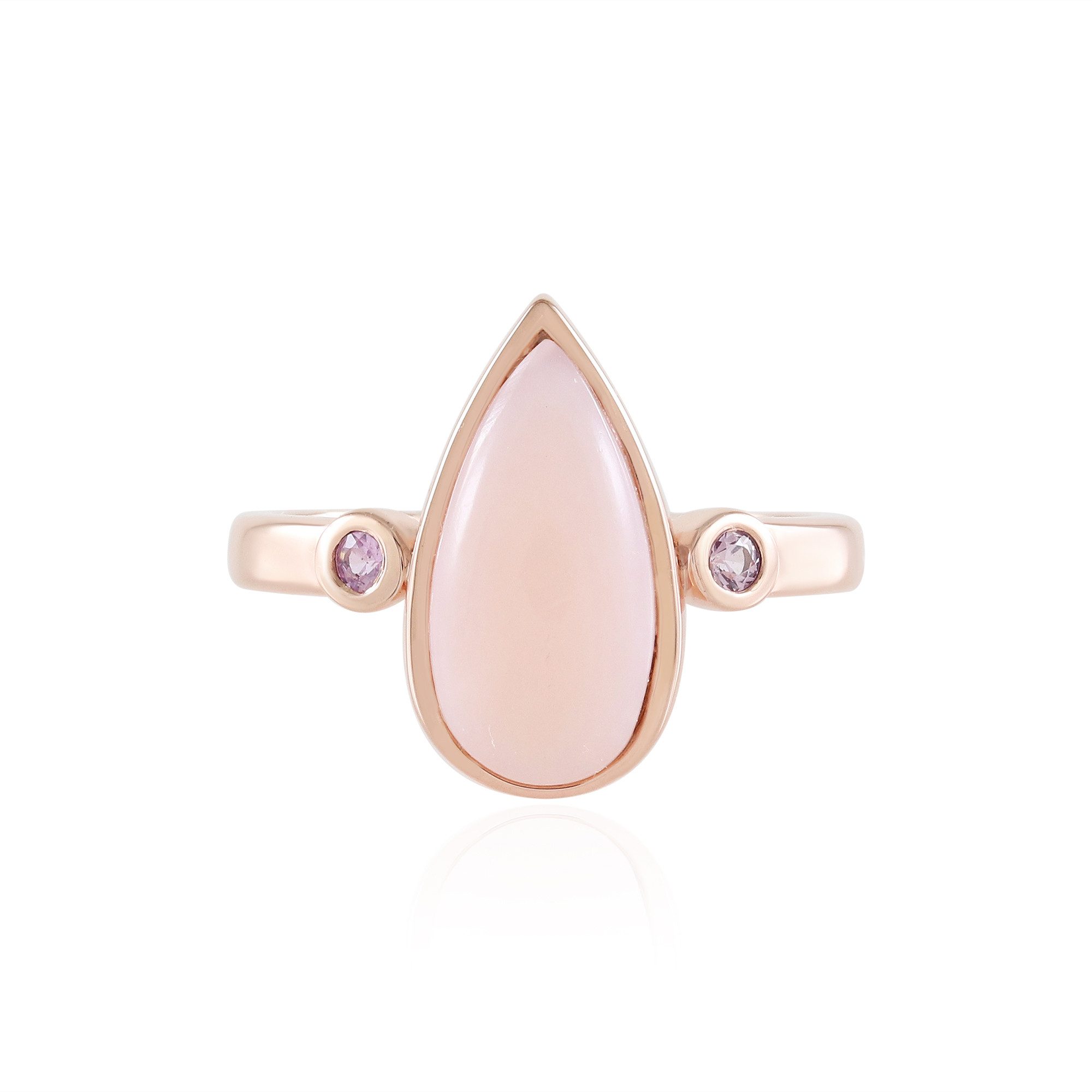 Silberring Peruanischer Rosa Opal Rose-Gold Ring
