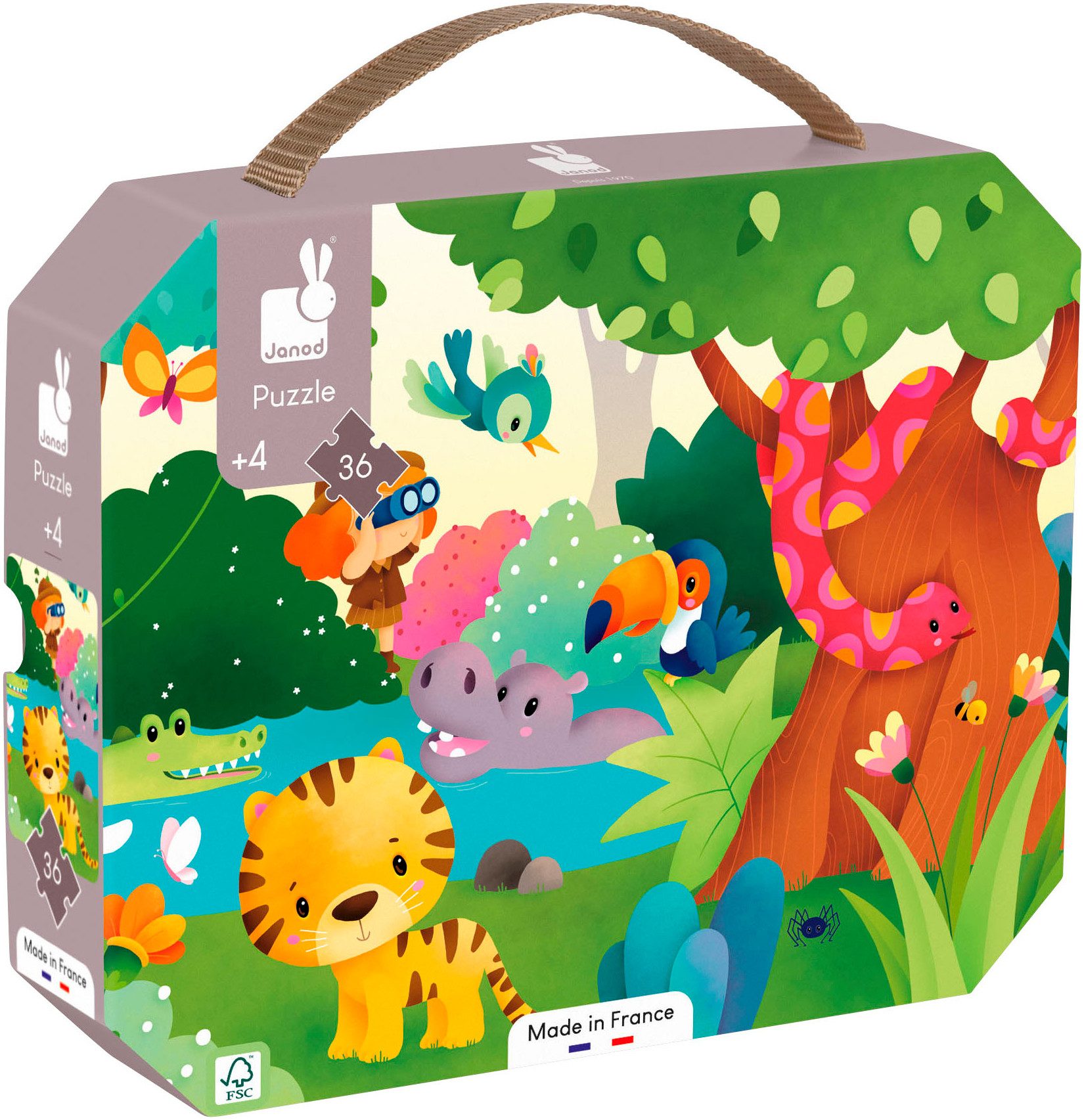 Janod Puzzle Die Wildtiere, 36 Puzzleteile, FSC® - schützt Wald günstig online kaufen