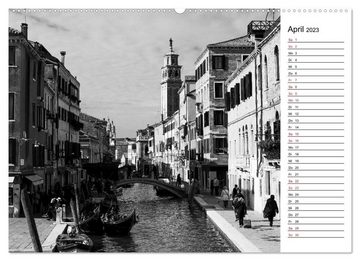 CALVENDO Wandkalender Venedig schwarz-weiß (Premium, hochwertiger DIN A2 Wandkalender 2023, Kunstdruck in Hochglanz)