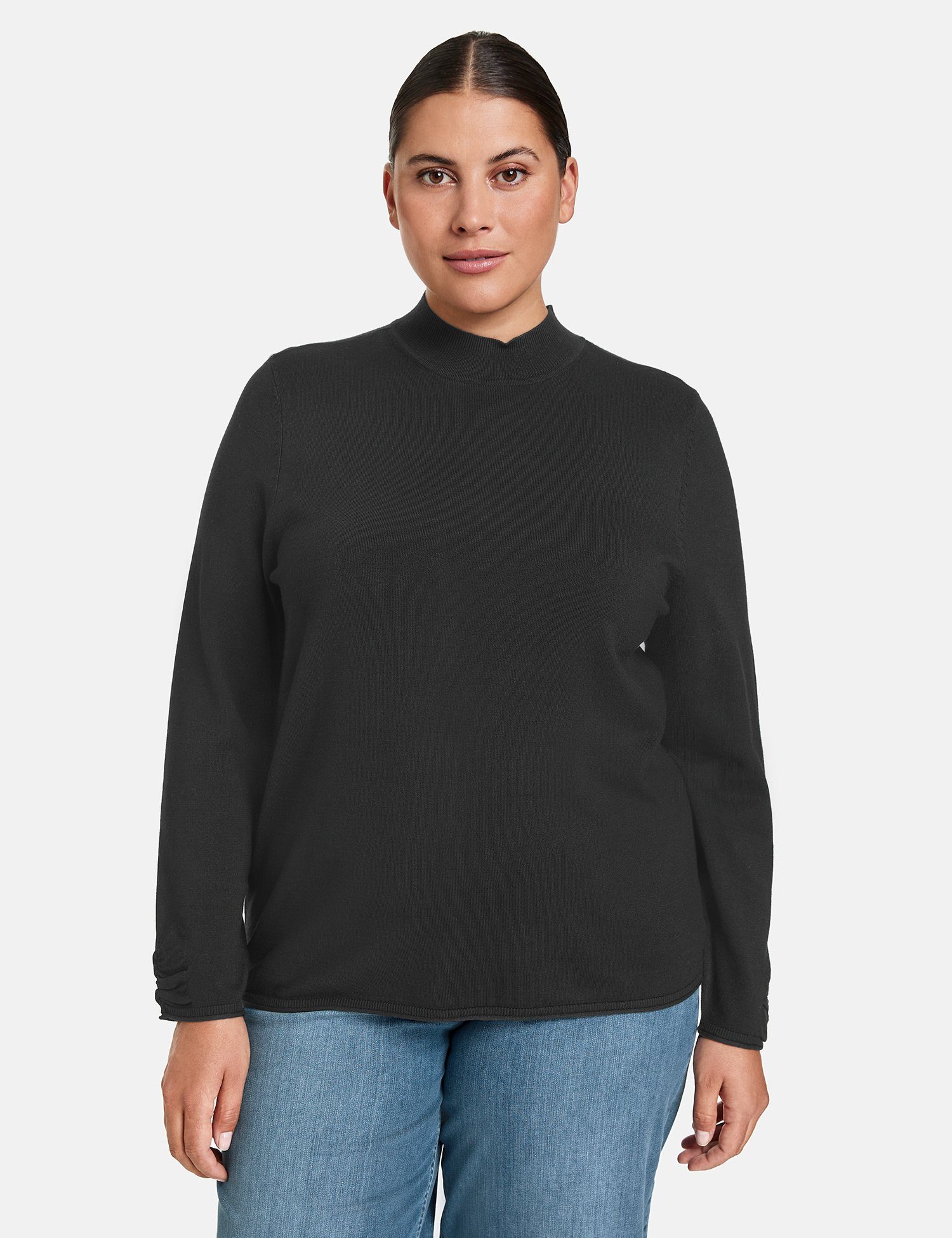 Samoon Rundhalspullover Pullover mit Turtleneck Black