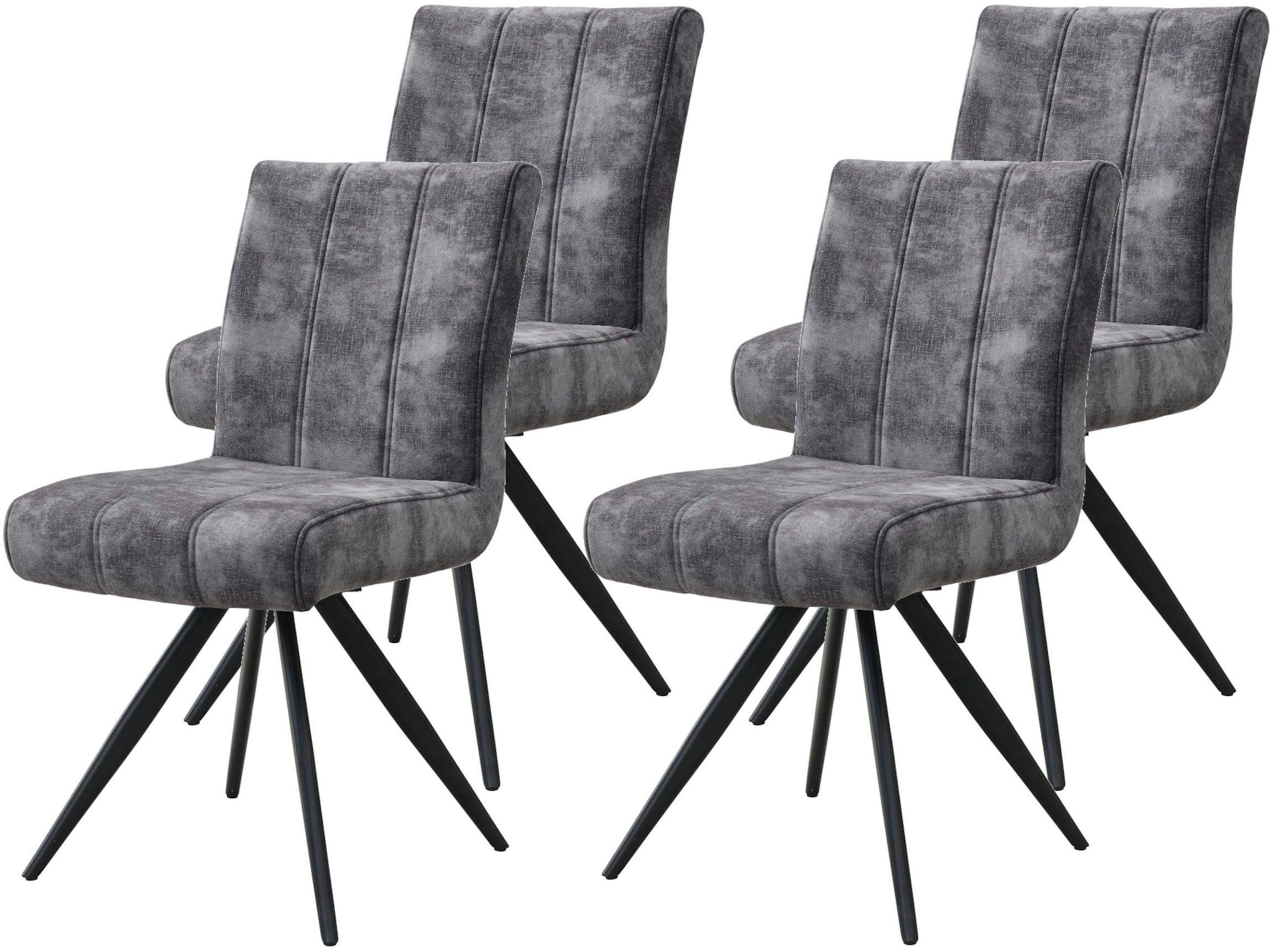 HELA Drehstuhl PORTO (Set, 4 St), 4-Fuß, 360° drehbar, Federkorb, Vintage Velvet Optik, mit Griff