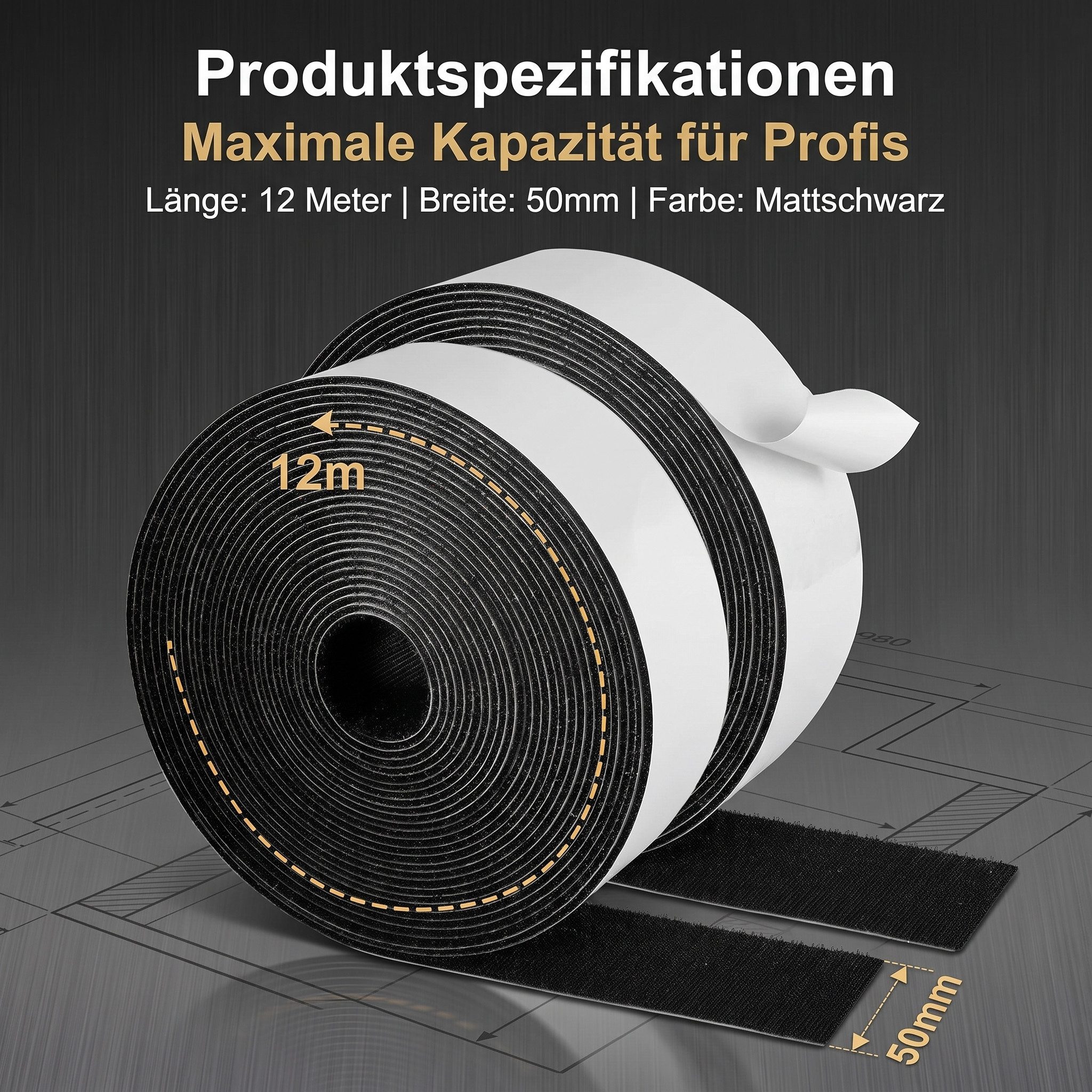 AIMAX Klettband Klettband selbstklebend extra stark 12m x 50mm Haushalt & Büro