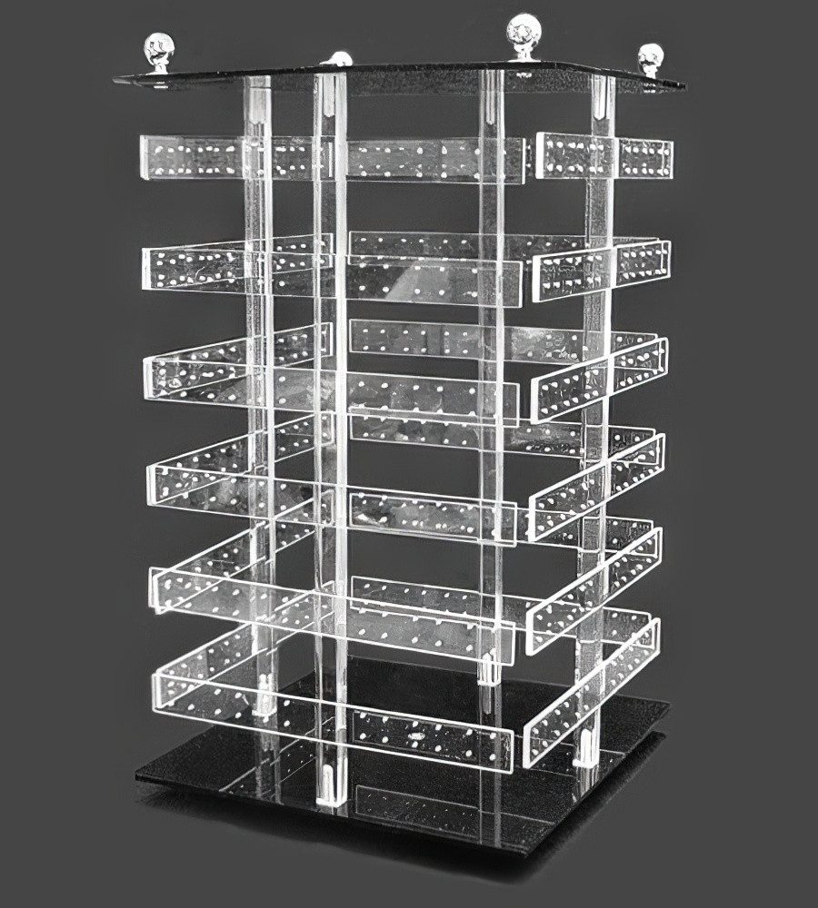 Schmuckständer Acryl Ohrringständer Tisch-Vitrine Drehbar vielseitig
