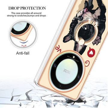 Wigento Handyhülle Für Honor Magic 5 Lite Design Series TPU / PC Handy Hülle Cover + Ring