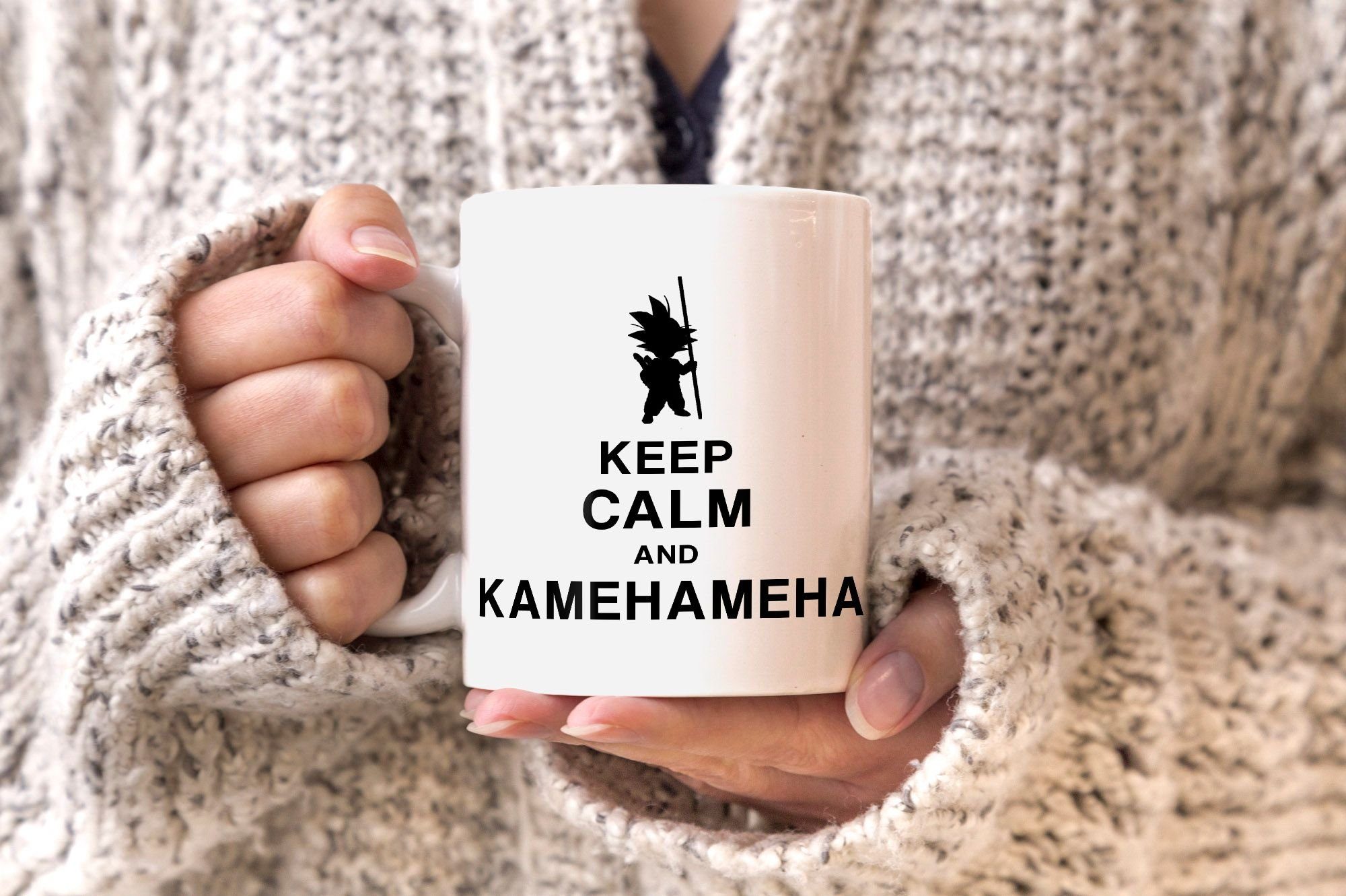 MoonWorks Tasse Son Goku Tasse Keep Calm and Kamehameha Dragon Ball einfarbig, Keramik