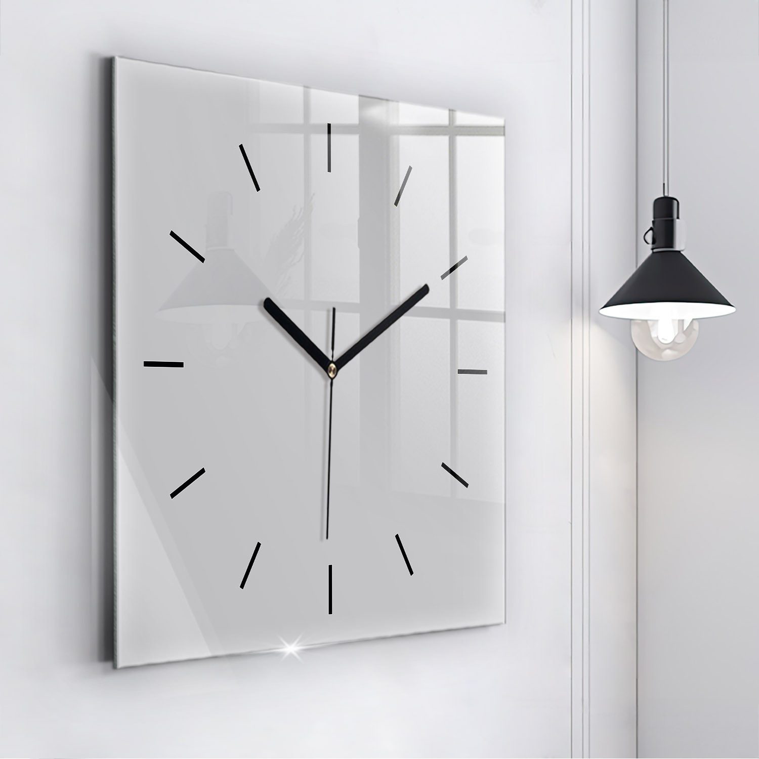 Tulup Wanduhr Modernistische Glaswanduhr 60x60cm Uhr aus gehärtetem Glas