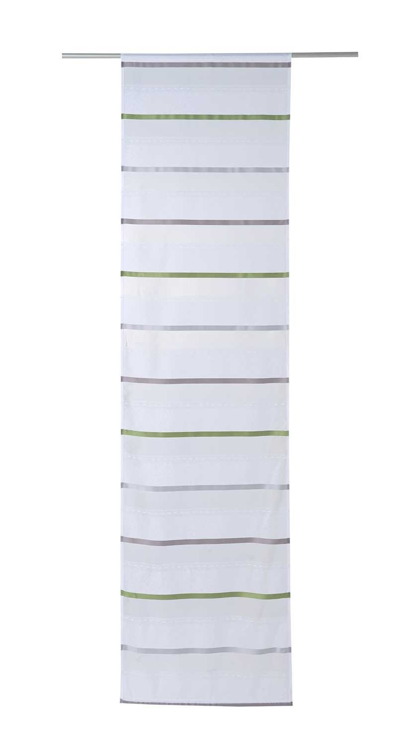 Vorhang BARUCH, Flächen, Grün, Grau, L 245 x B 60 cm, Home4You, Schlaufe, halbtransparent