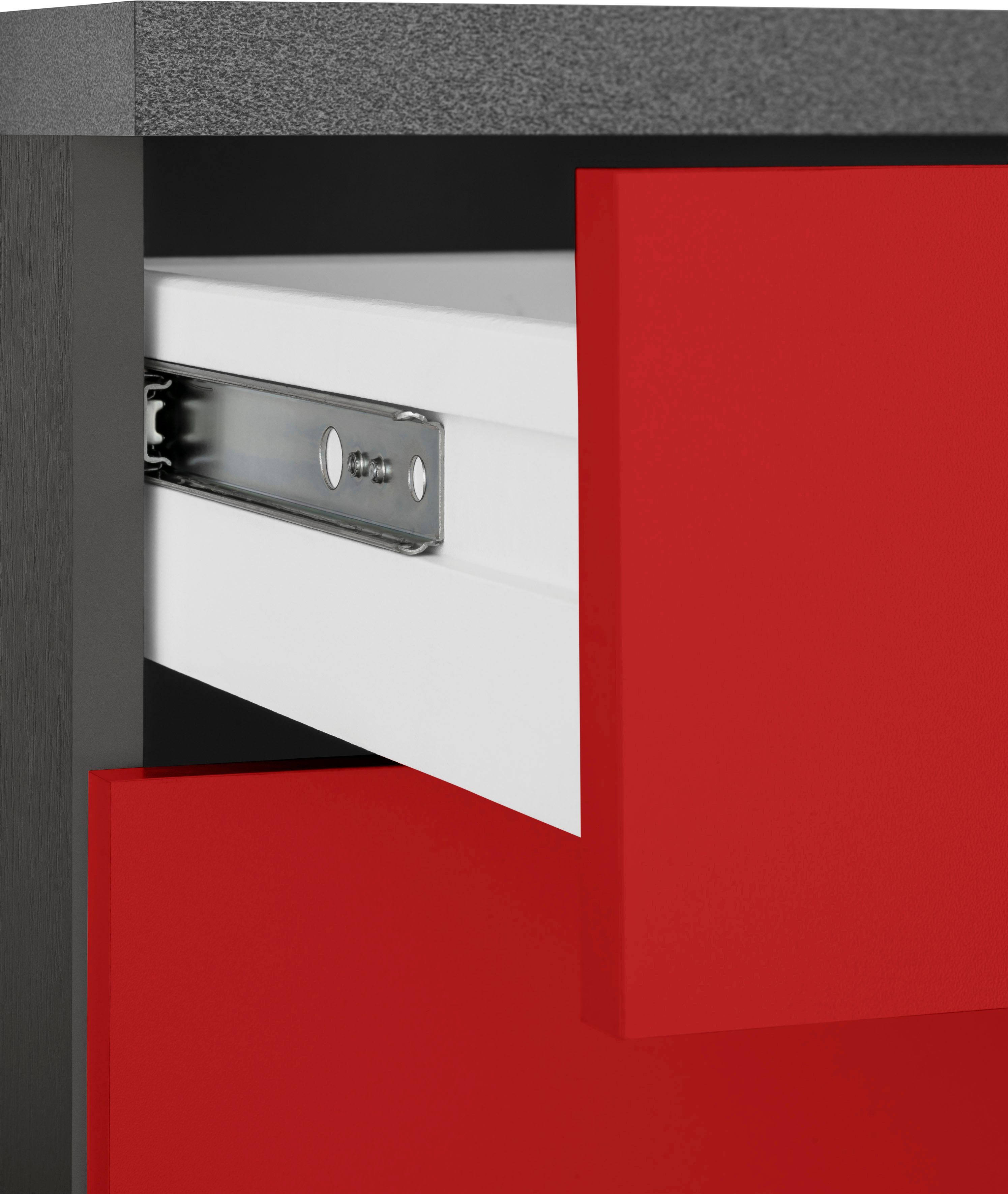 MÖBEL Türen, HELD Unterschrank mit graphit Stauraum für rot und 3 viel Paris 3 | Schubkästen