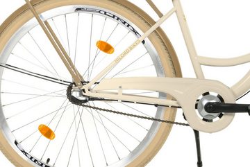 MILORD BIKES Cityrad Milord City Fahrrad Weidenkorb Damen, 28/26 Zoll, Creme-Braun, 3-Gang, 3 Gang, Nabenschaltung