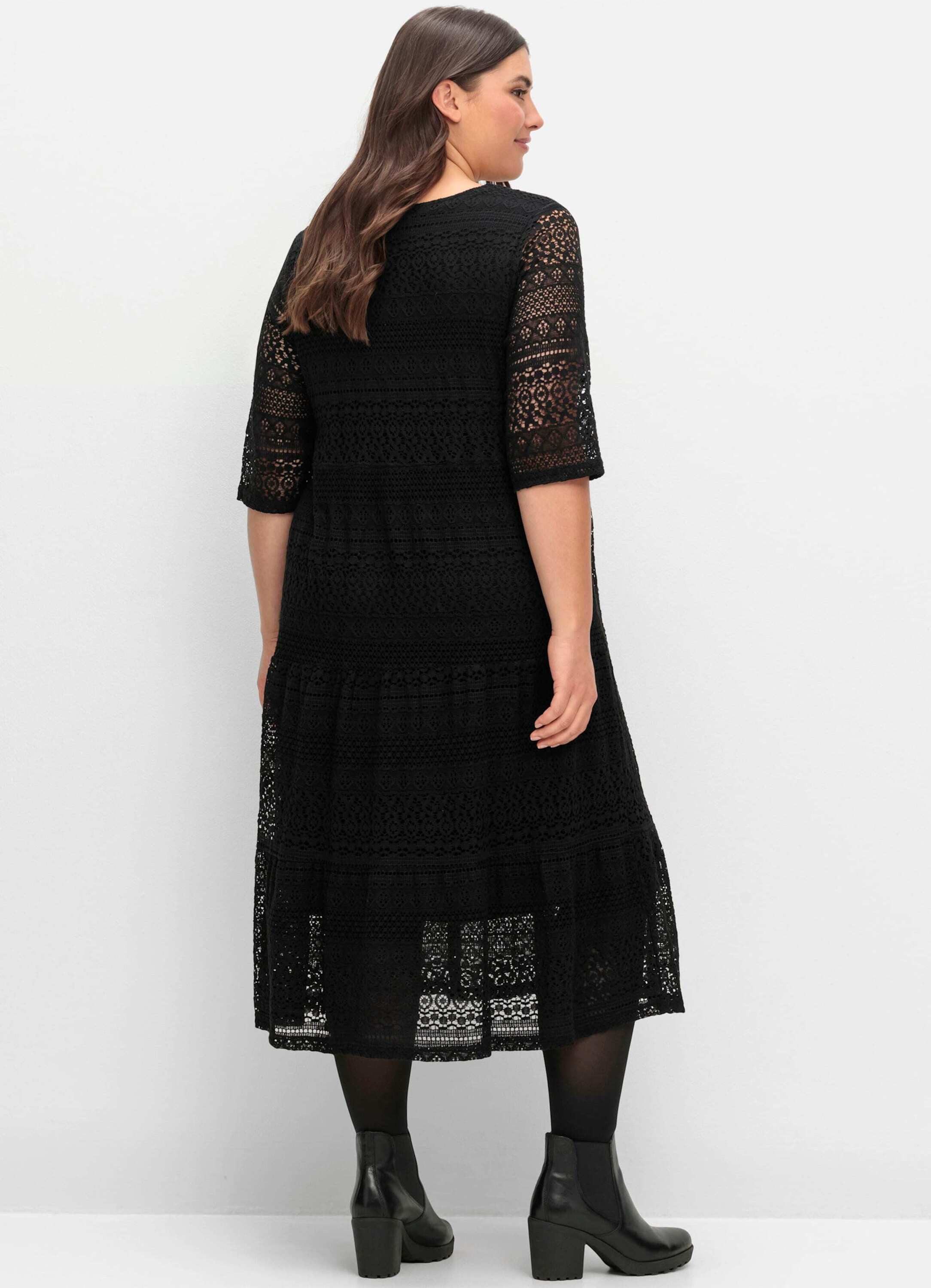 Sheego Jerseykleid Spitzenkleid 3/4-Arm günstig online kaufen