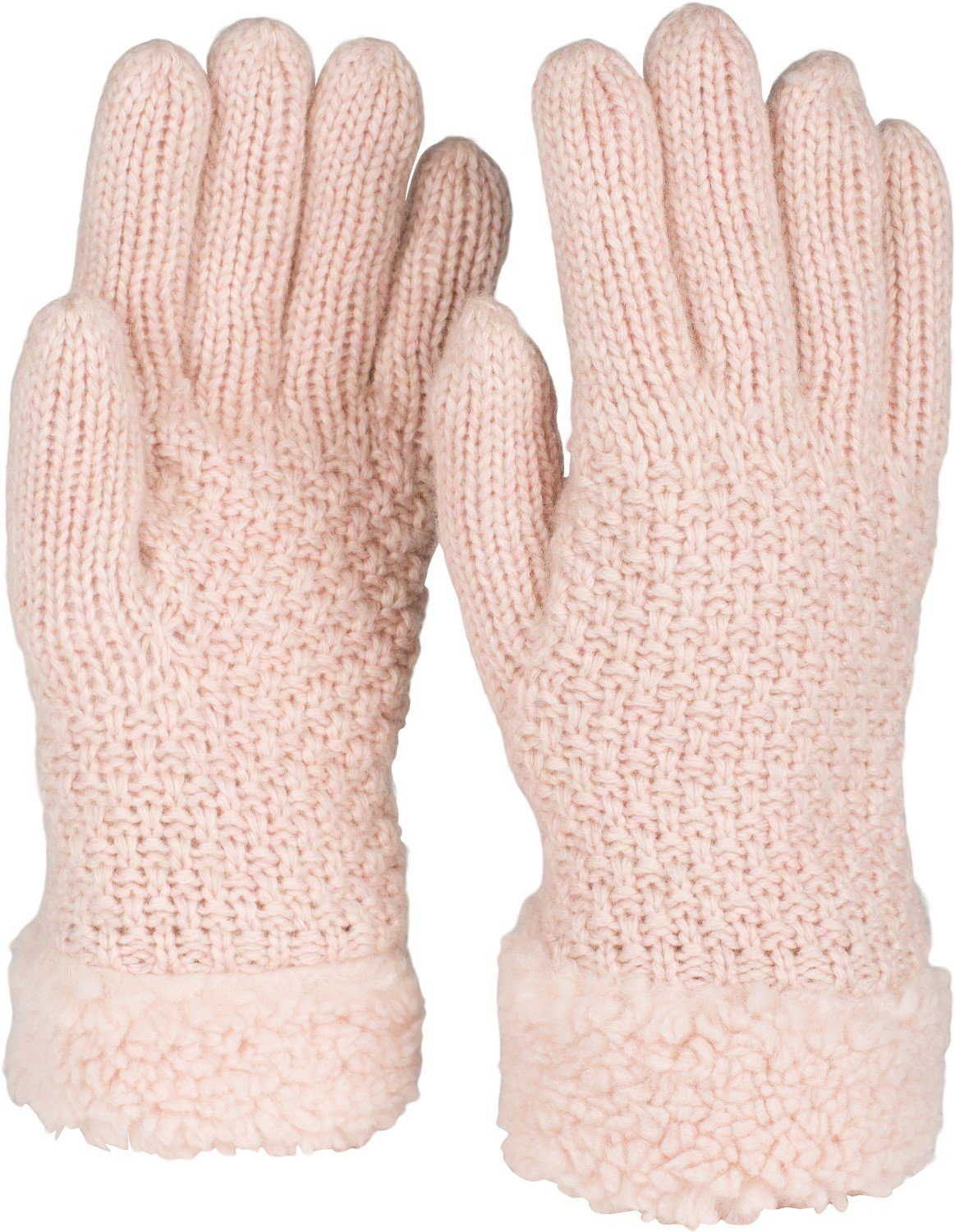 styleBREAKER Strickhandschuhe Strickhandschuhe mit Perlmuster und Fleece Altrose