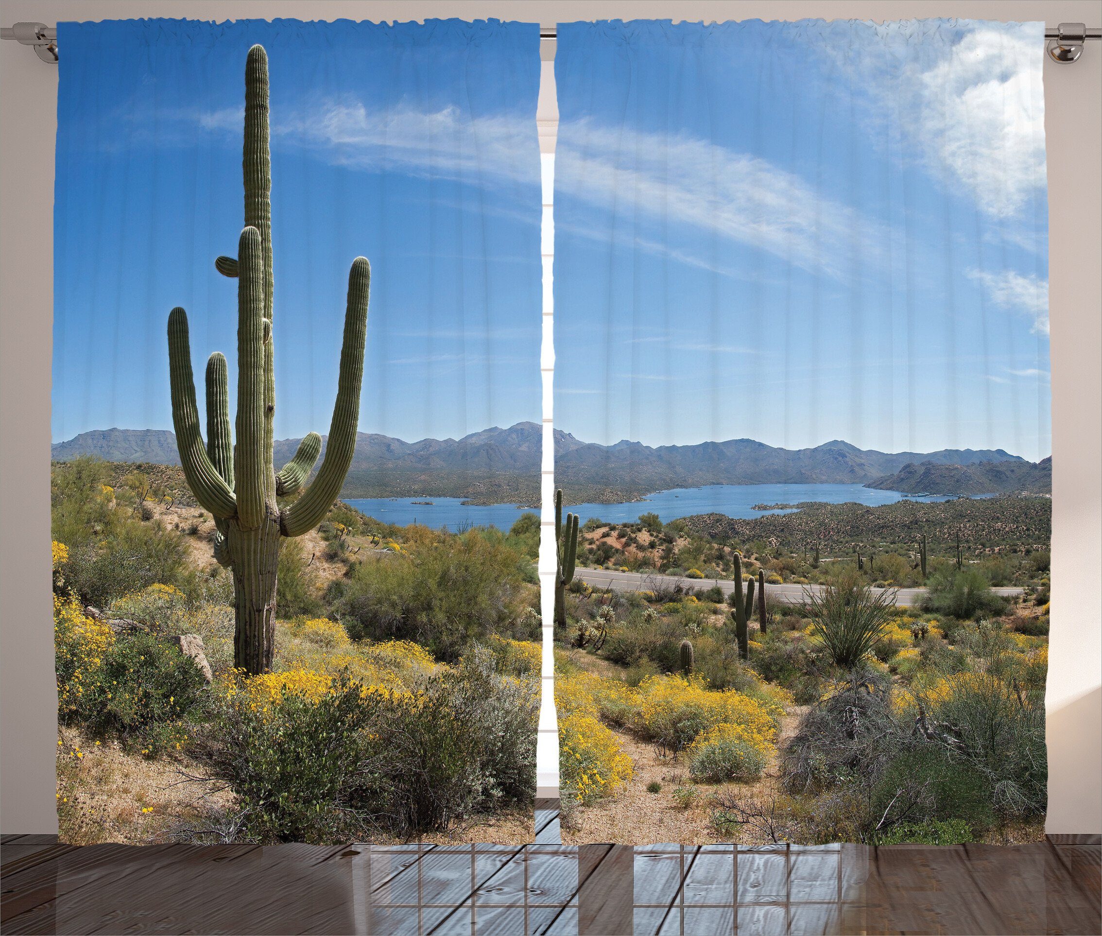 Gardine Kräuselband Schlaufen Vorhang Cactus auf und Schlafzimmer Tal das Haken, mit Natur Abakuhaus,