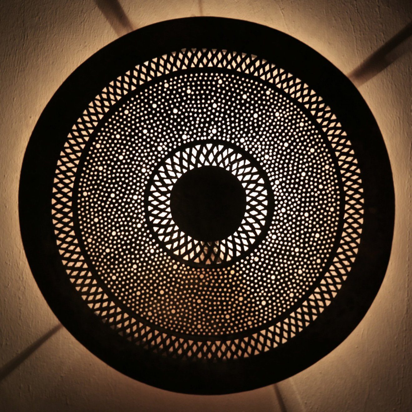 l-artisan Wandleuchte, Marokkanische Rund Wandlampe SHABKA-S, Antik aus Leuchtmittel ohne Messing