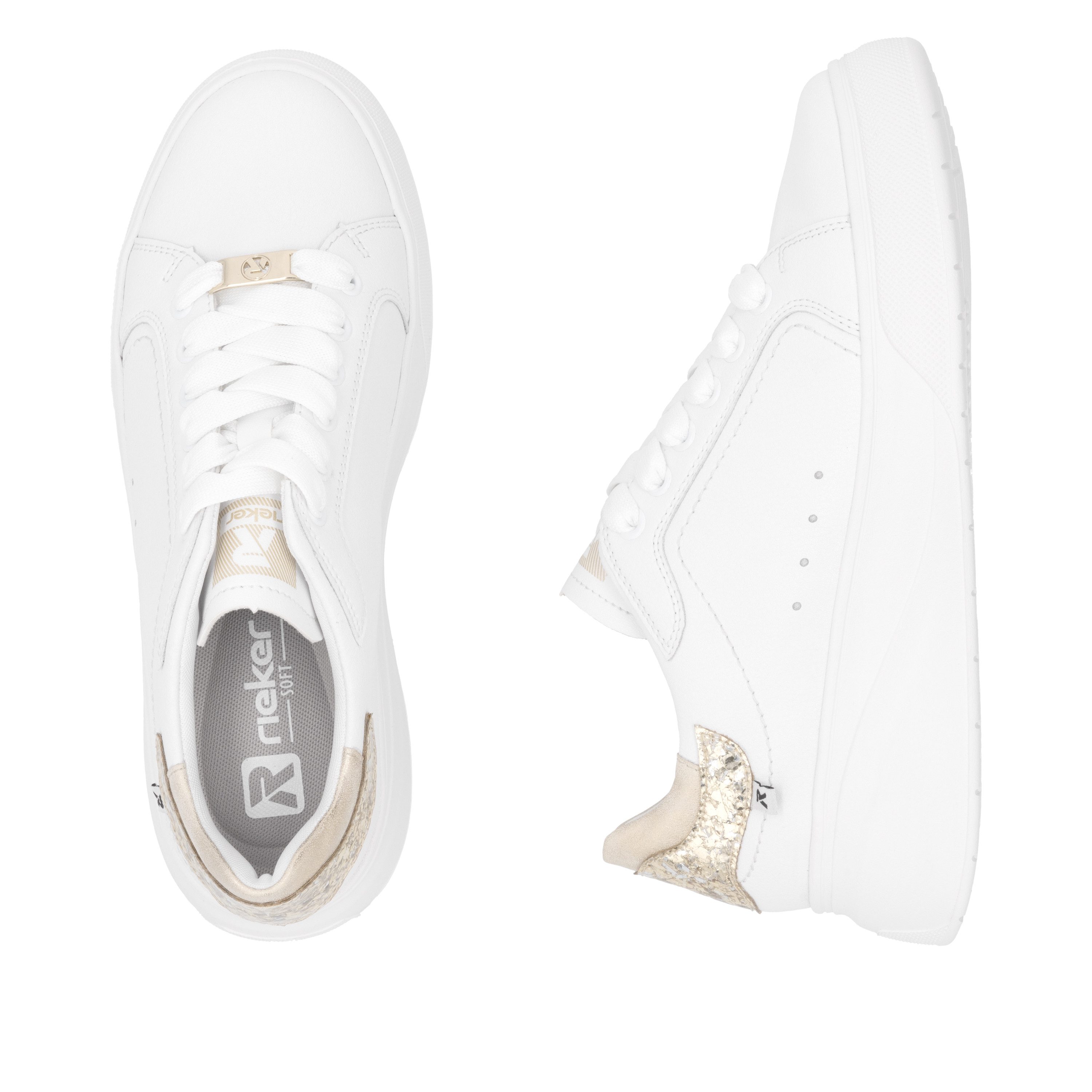 Rieker Sport Plateausneaker, Schnürschuh, Halbschuh, Freizeitschuh, Metallic-Akzent, schmale Form