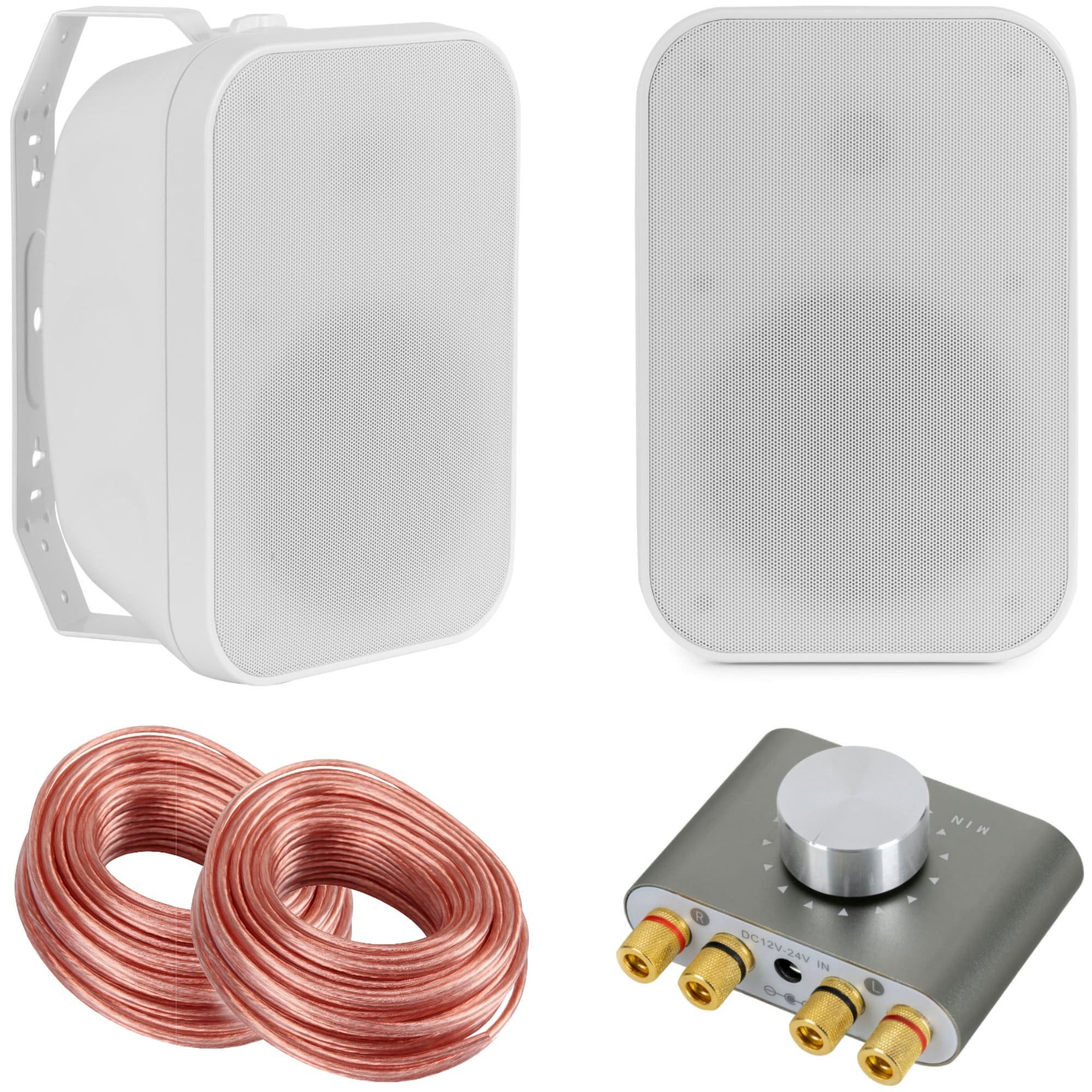 McGrey OLS-5251WH Outdoor-Lautsprecher 50 Watt Weiß mit Bluetooth Set Außenlautsprecher (N/A, 50 W, Eleganter Allwetter-Lautsprecher mit voluminösem Klang)