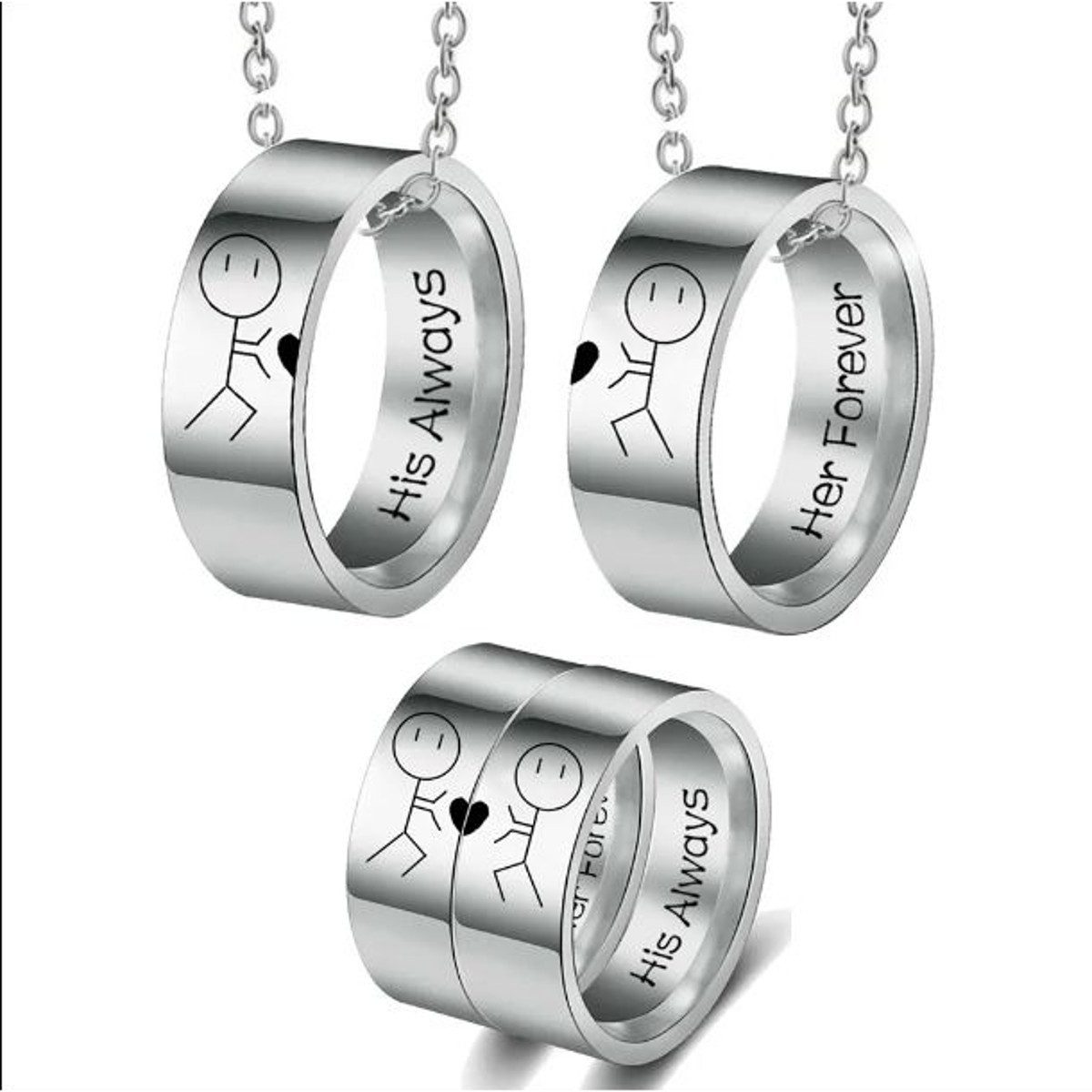 KARMA Edelstahlketten-Set Partnerketten Partnerschmuck Halsketten Ringe Paa günstig online kaufen