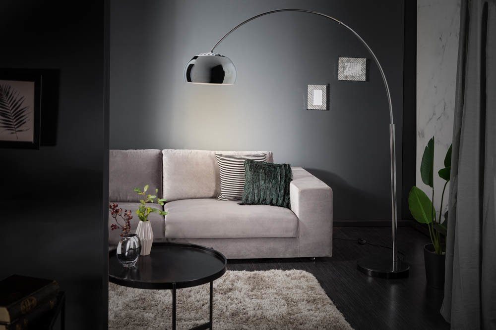 riess-ambiente Bogenlampe LOUNGE DEAL 170-210cm chrom, ohne Leuchtmittel, Wohnzimmer · Metall · verstellbar · Modern Design