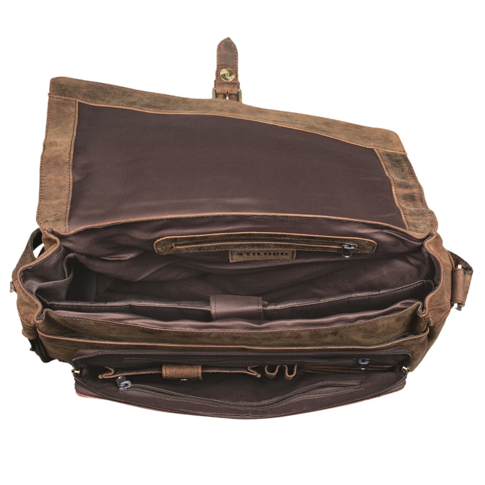 STILORD Laptoptasche "Merlin" Vintage Leder Umhängetasche
