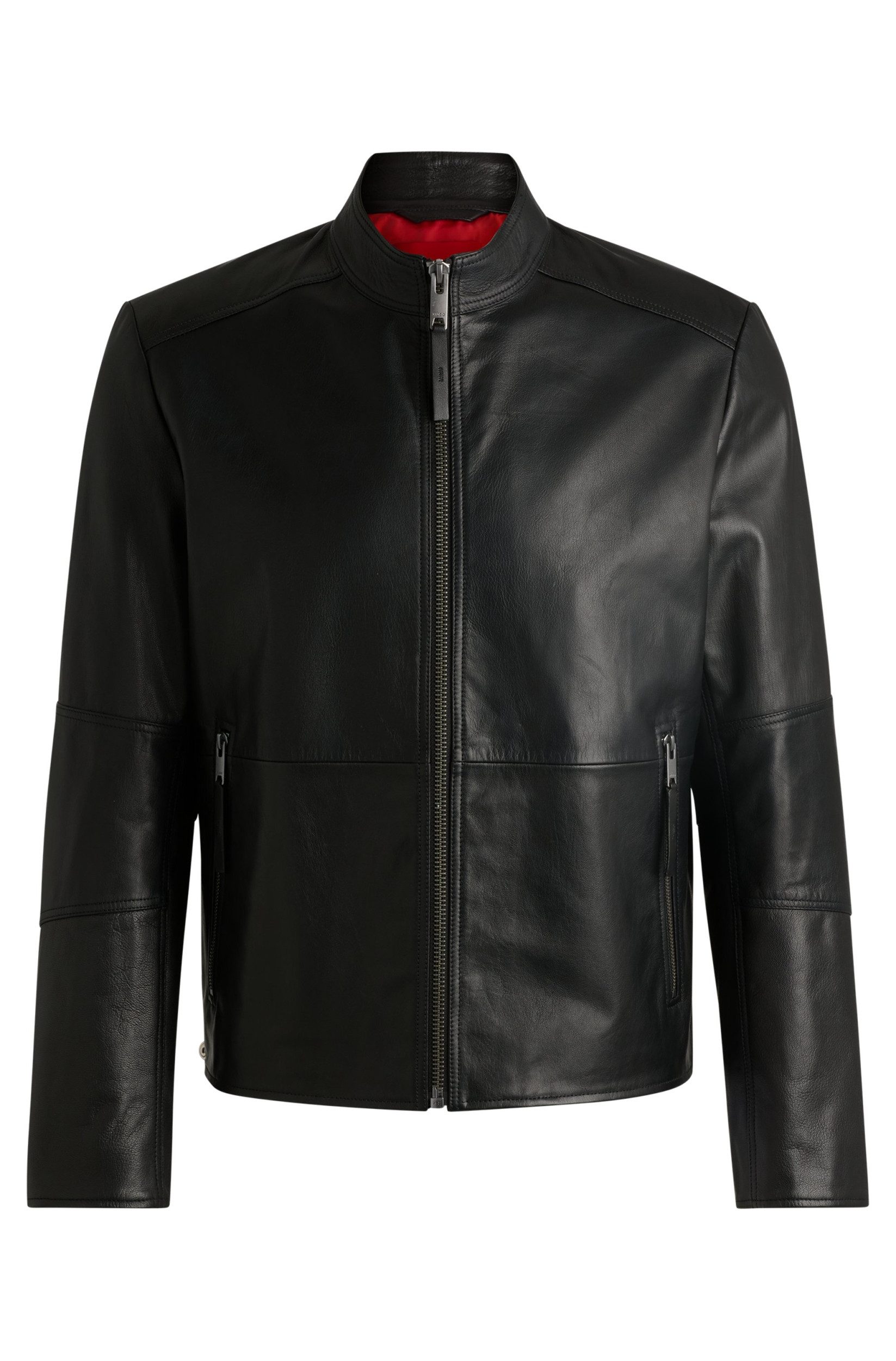 HUGO Outdoorjacke Slim-Fit Lederjacke mit Stehkragen günstig online kaufen