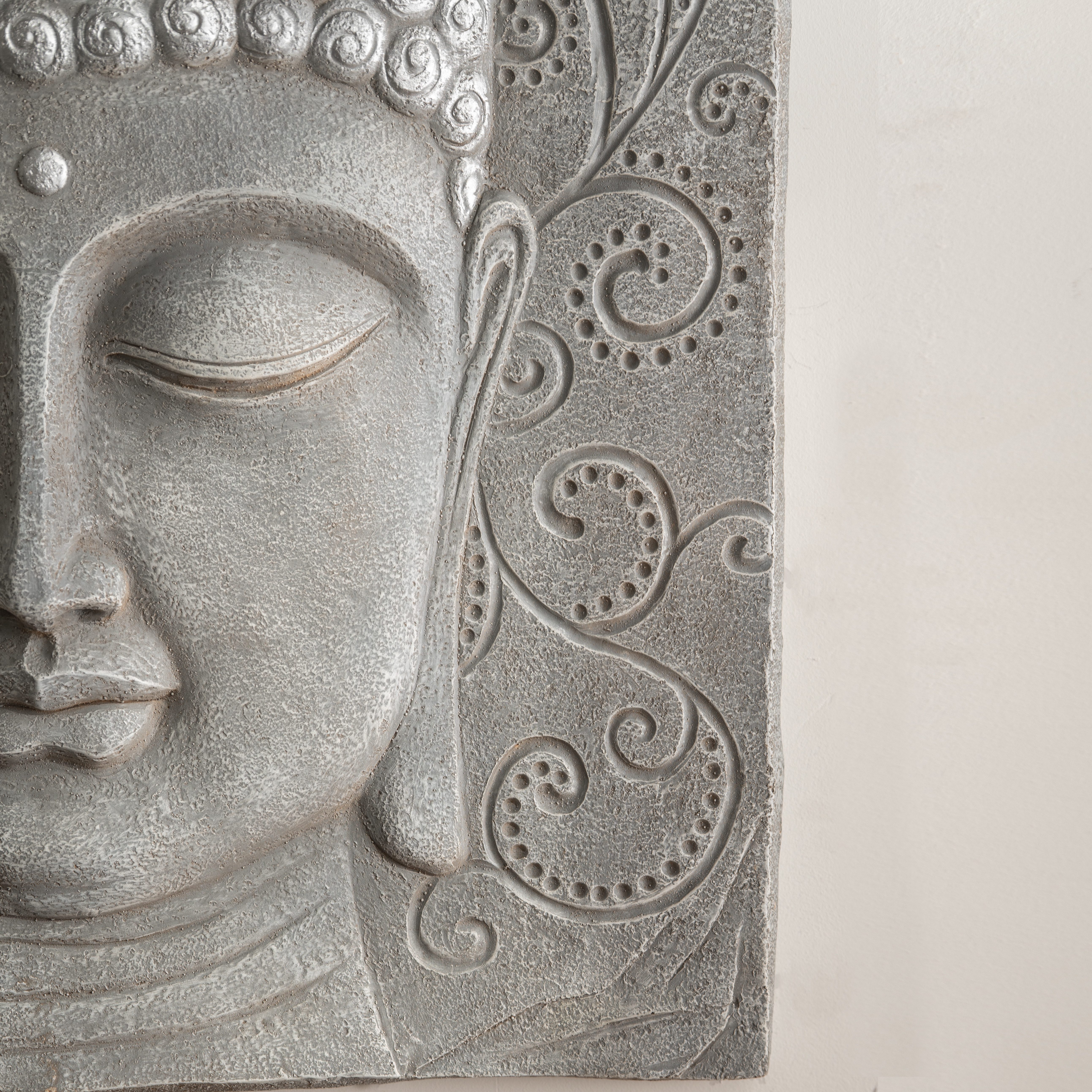 K&L Wall Art Wanddekoobjekt Buddha Wandskulptur Steinoptik asiatische Feng Shui Deko 3D Wandfigur (Buddha Wandbild), mit Seilaufhängung – Bild 4 von 5