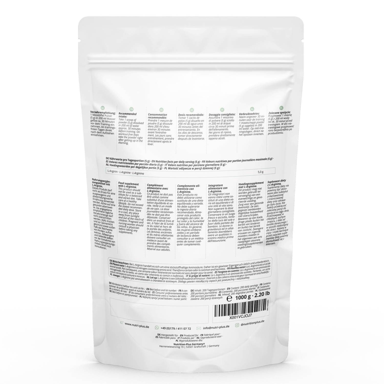 L-Arginin Pulver 1kg Aminosäure Pulver