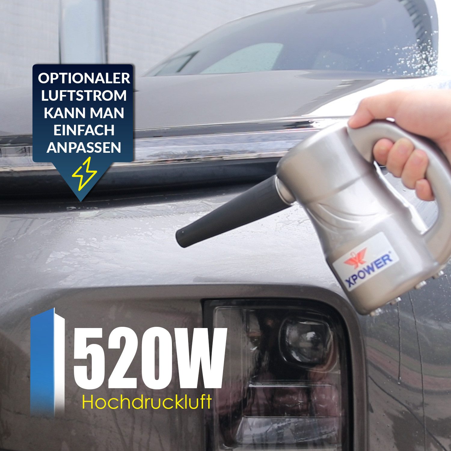 XPOWER Handstaubsauger Auto-Trockner A-2C Gebläse Elektro Berührungslose Trockenpumpen, 520 W, beutellos