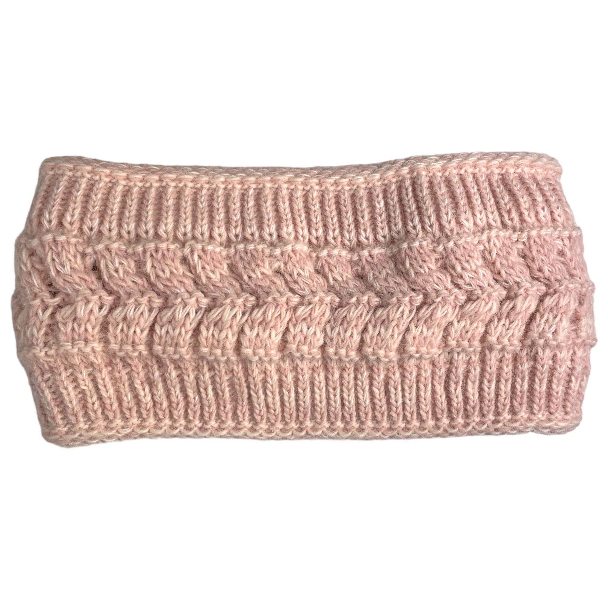 Taschen4life Stirnband Mädchen & Damen Strick- Stirnband AZ1920-PC Fleece Innenfutter, Zopfmuster, Bandeau