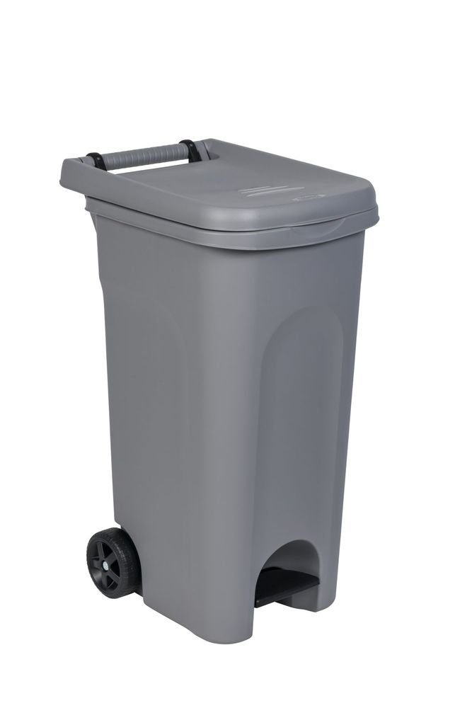 Kreher Mülleimer Mehrzwecktonne 80 Liter mit Pedal (Variante: Grün oder Grau)