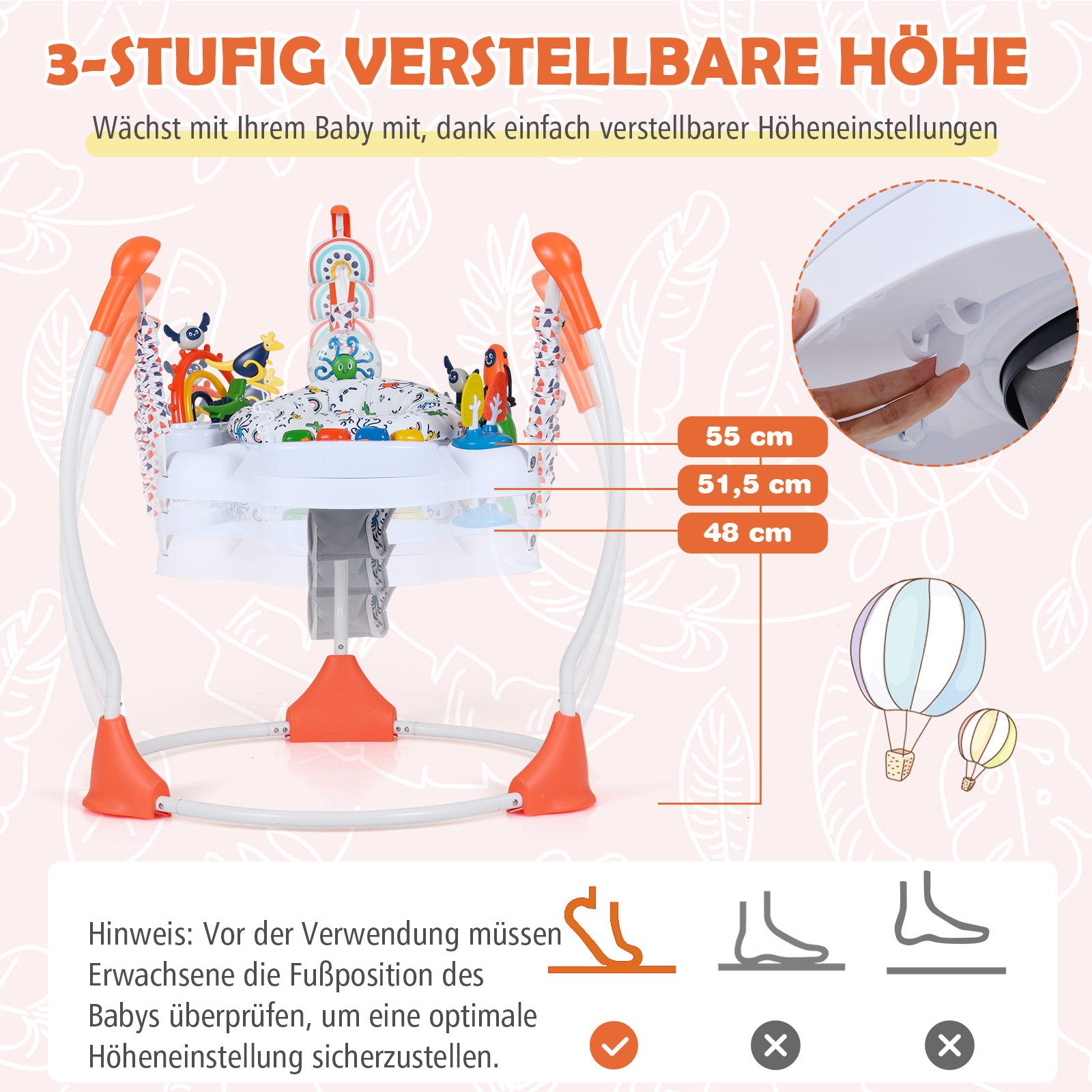 COSTWAY Türhopser, (1-tlg), Babywippe, Babyschaukel, 3-fach höhenverstellbar