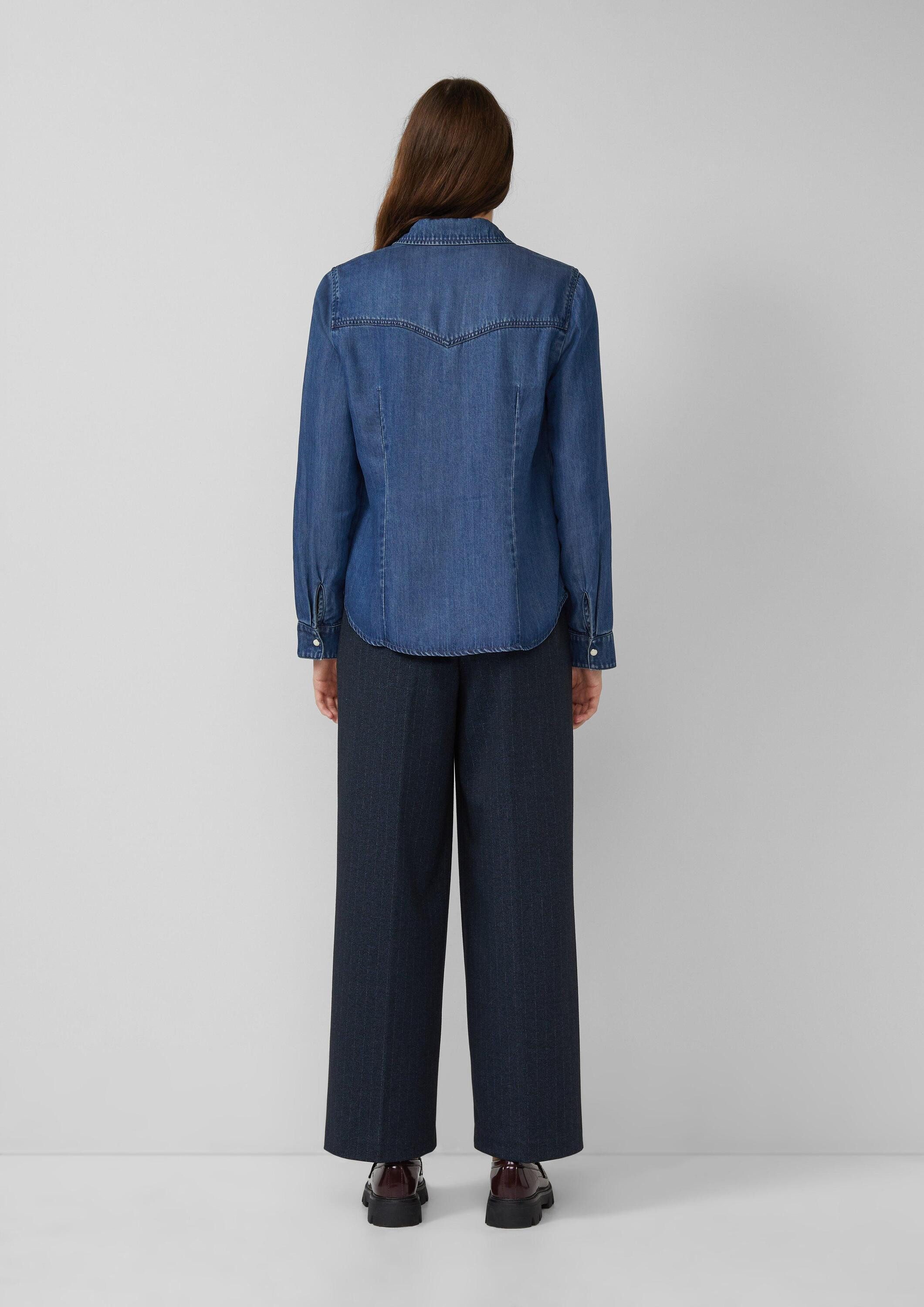 s.Oliver Langarmbluse Bluse Denimshirt mit seidigem Touch