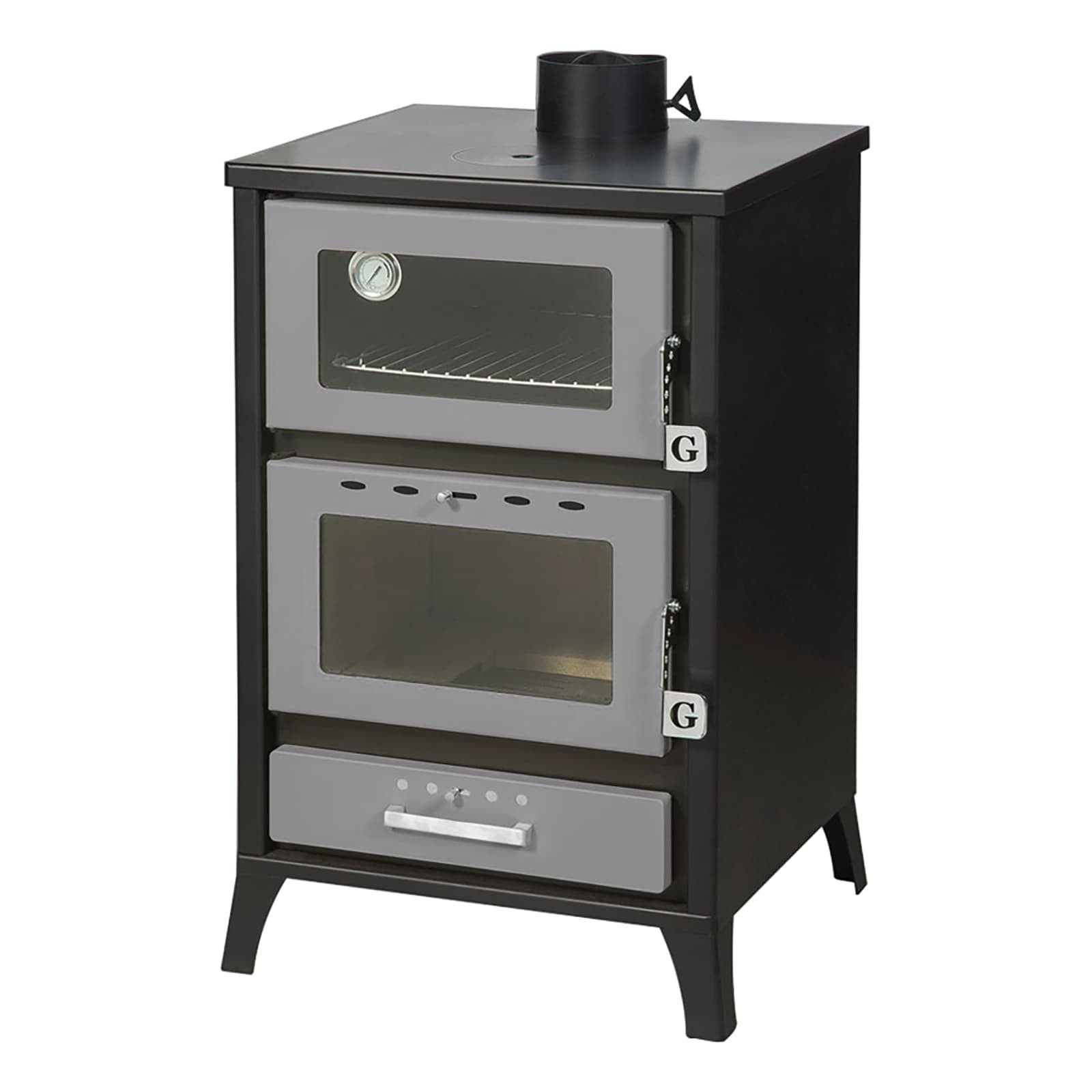 Gekas Kaminofen Holzofen mit Pizzafach / Backfach mit 22 kW, 120 bis 200m² Wohnfläche, 22 kW, Holzöfen, Kaminöfen, (große Räume, MG 500), Stahl