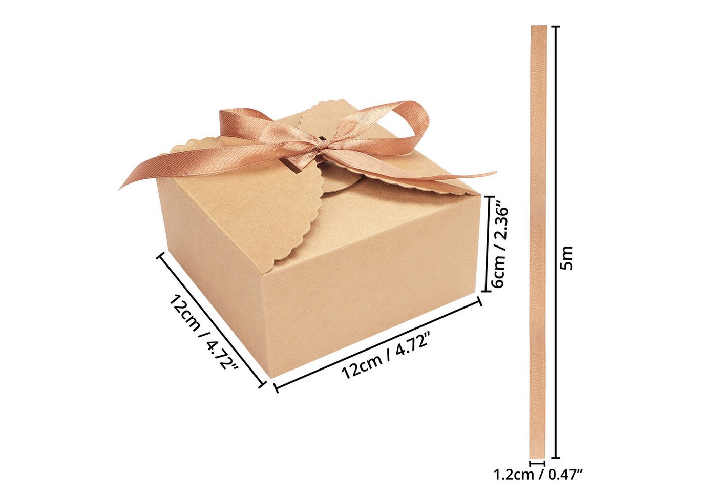 Thumbnail - Belle Vous Geschenkbox 50 Stück Braune Geschenkboxen - Set mit 12x12x6cm Boxen (50 St)