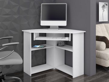 Home Collective Eckschreibtisch ergonomischer Computertisch mit ausziehbarer Tastaturablage, 80 x 80 x 74 cm ideal für Kinderzimmer und Heimbüro weiß